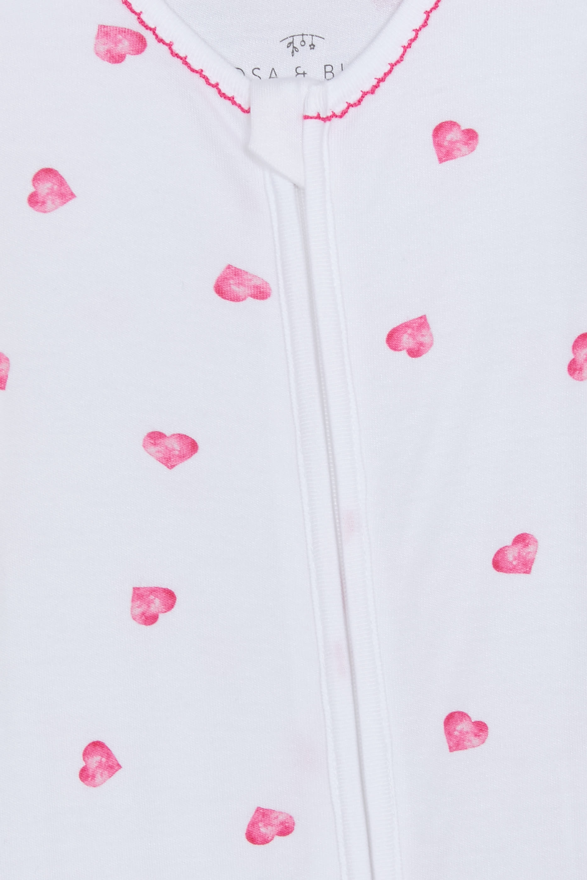 Kids Pink Heart Print Sleepsuit with Trim