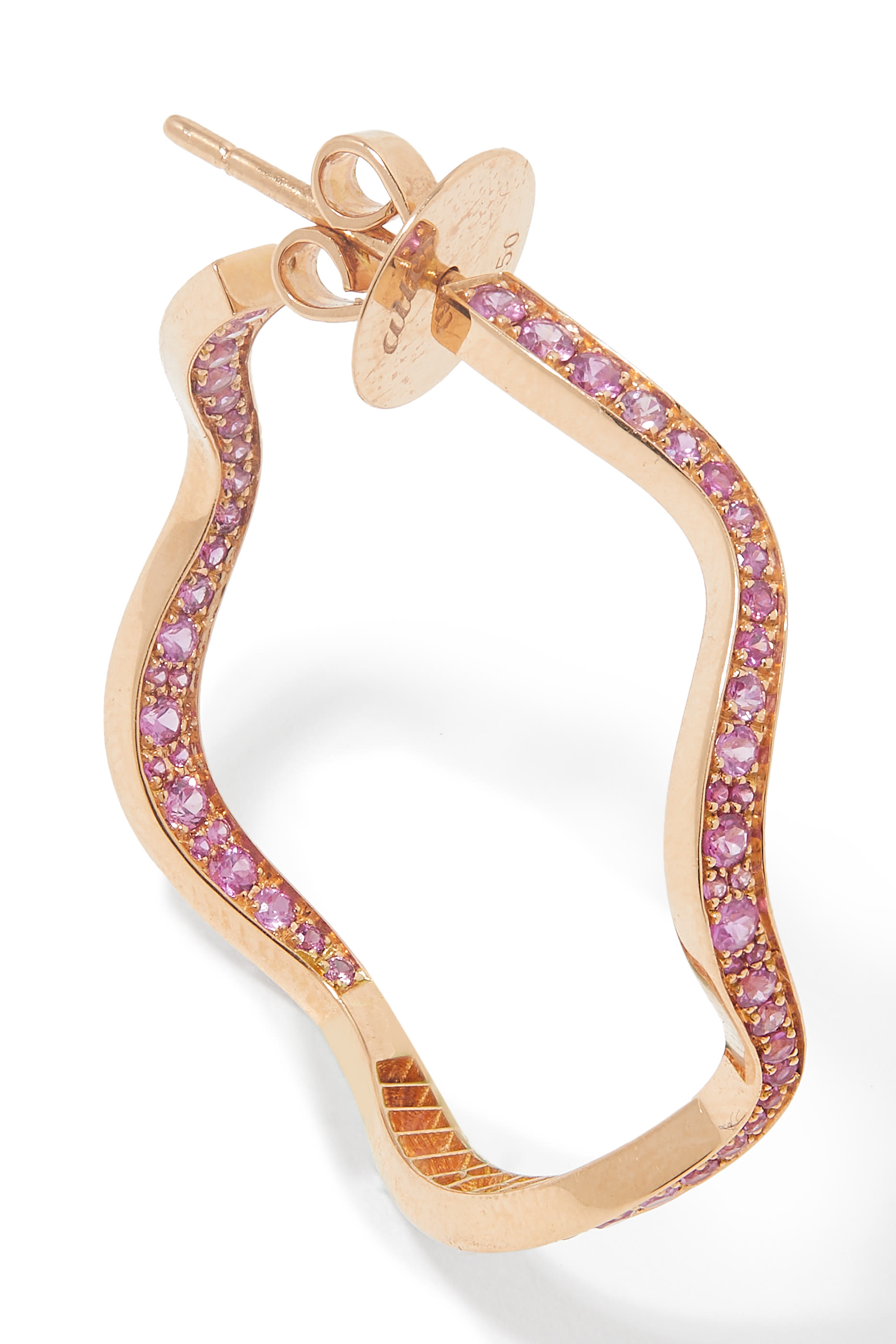 Wave Earrings, 18K Rose Gold  Pink Sapphires