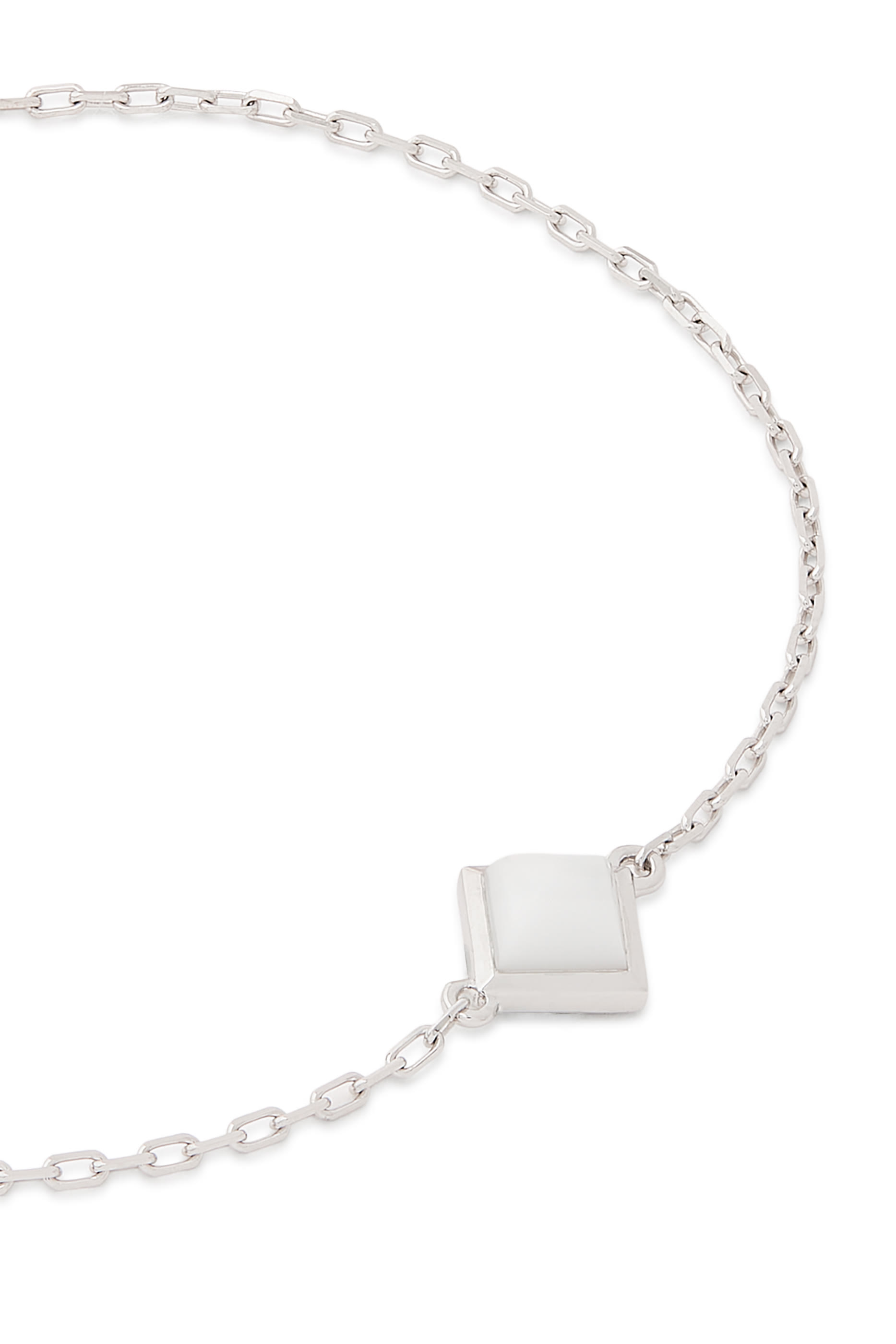 Cleo Pyramid Bracelet, 18k White Gold  White Agate
