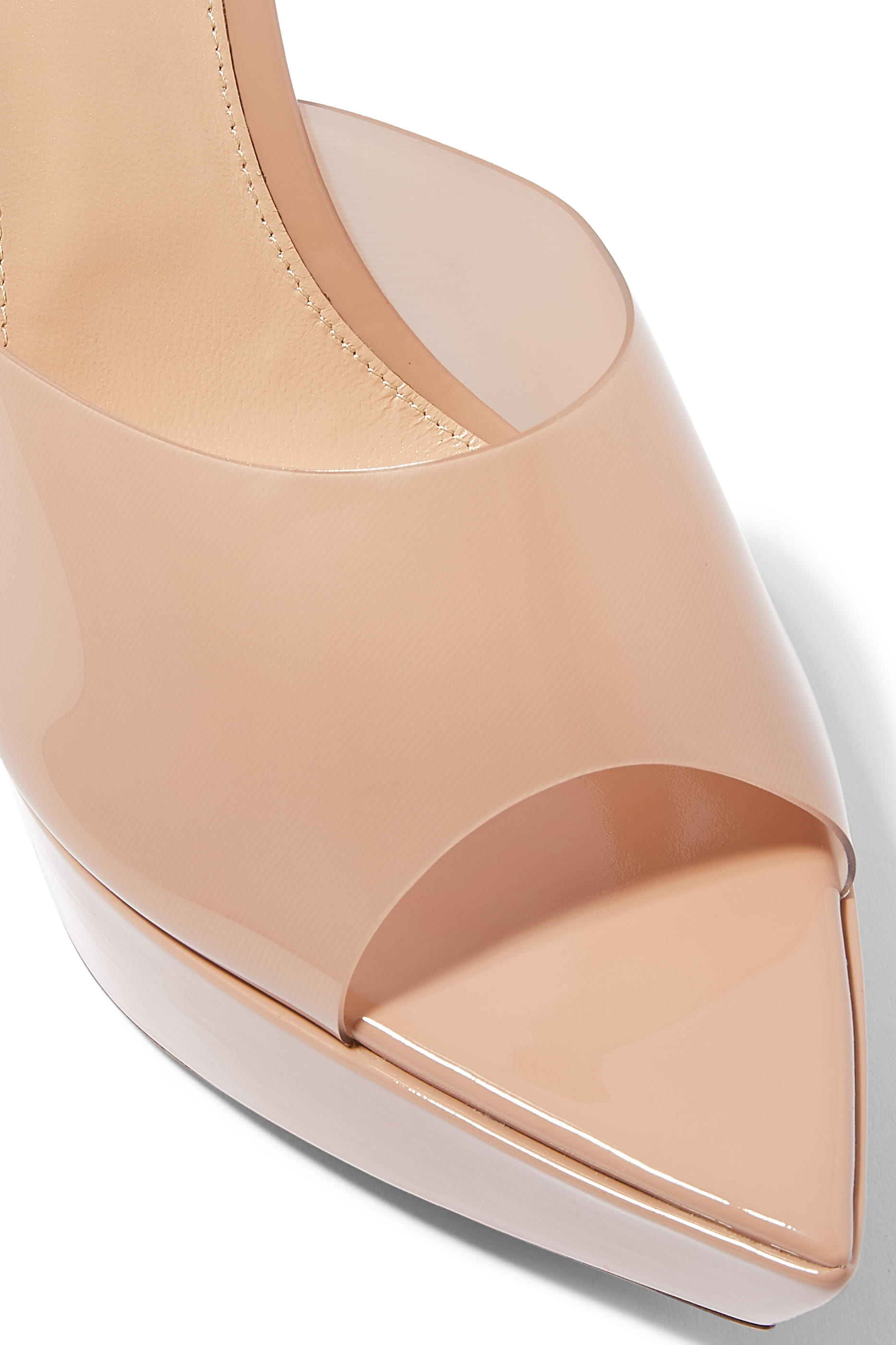 Betty 85 Platform Mules in Plexi and Leather