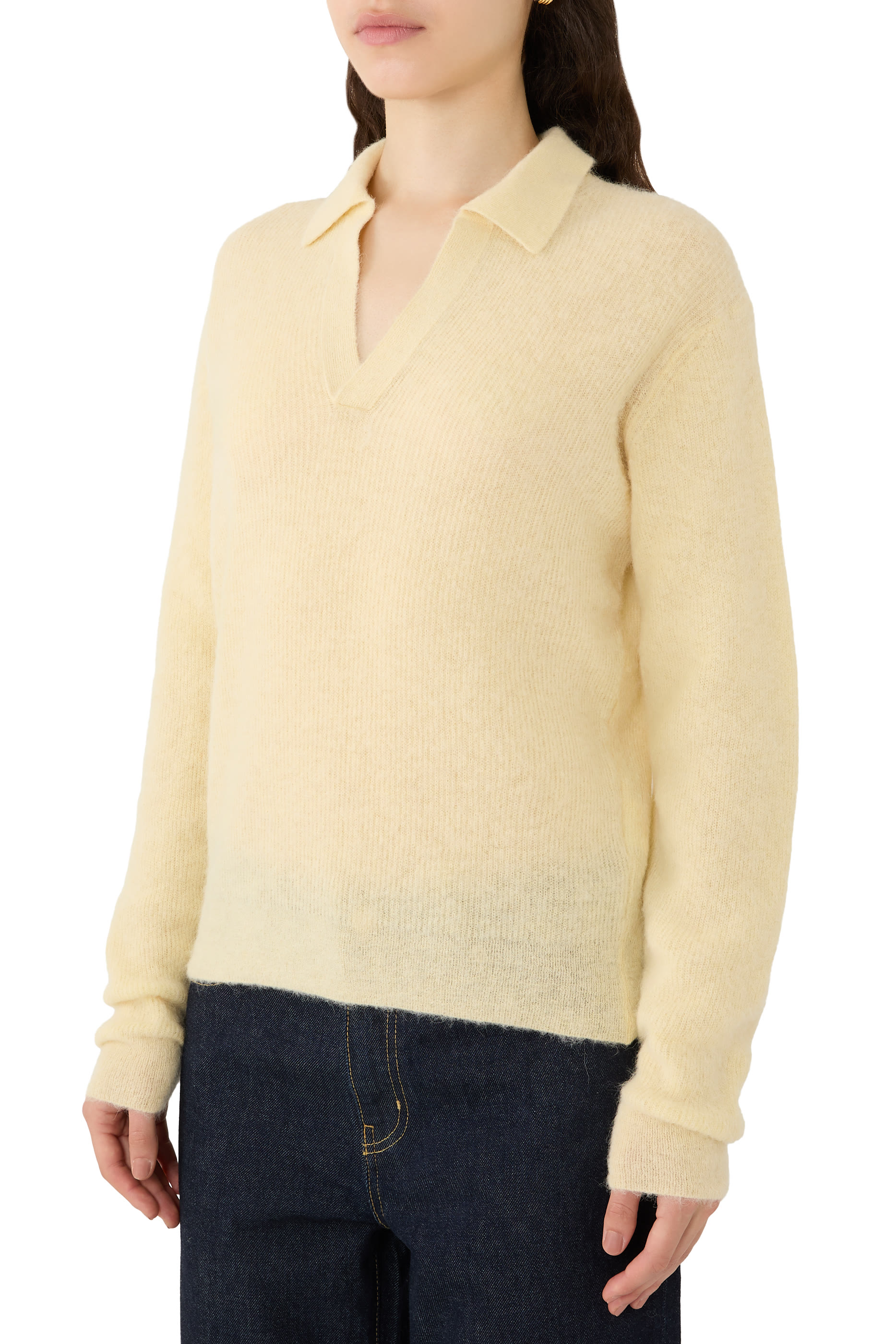 Baby Suri Alpaca Sheer Knit Skipper Polo 