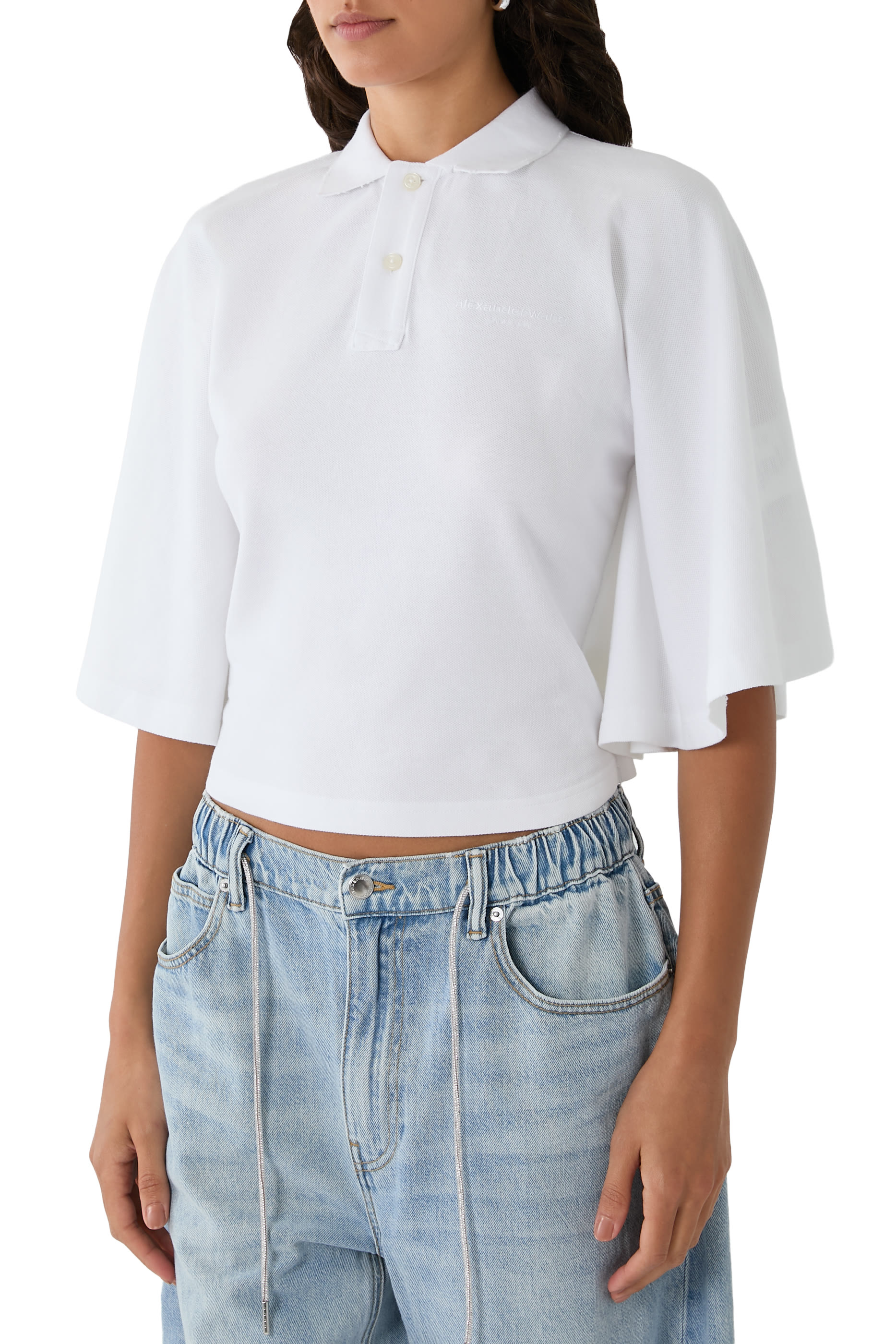 Draped Sleeve Fitted Polo
