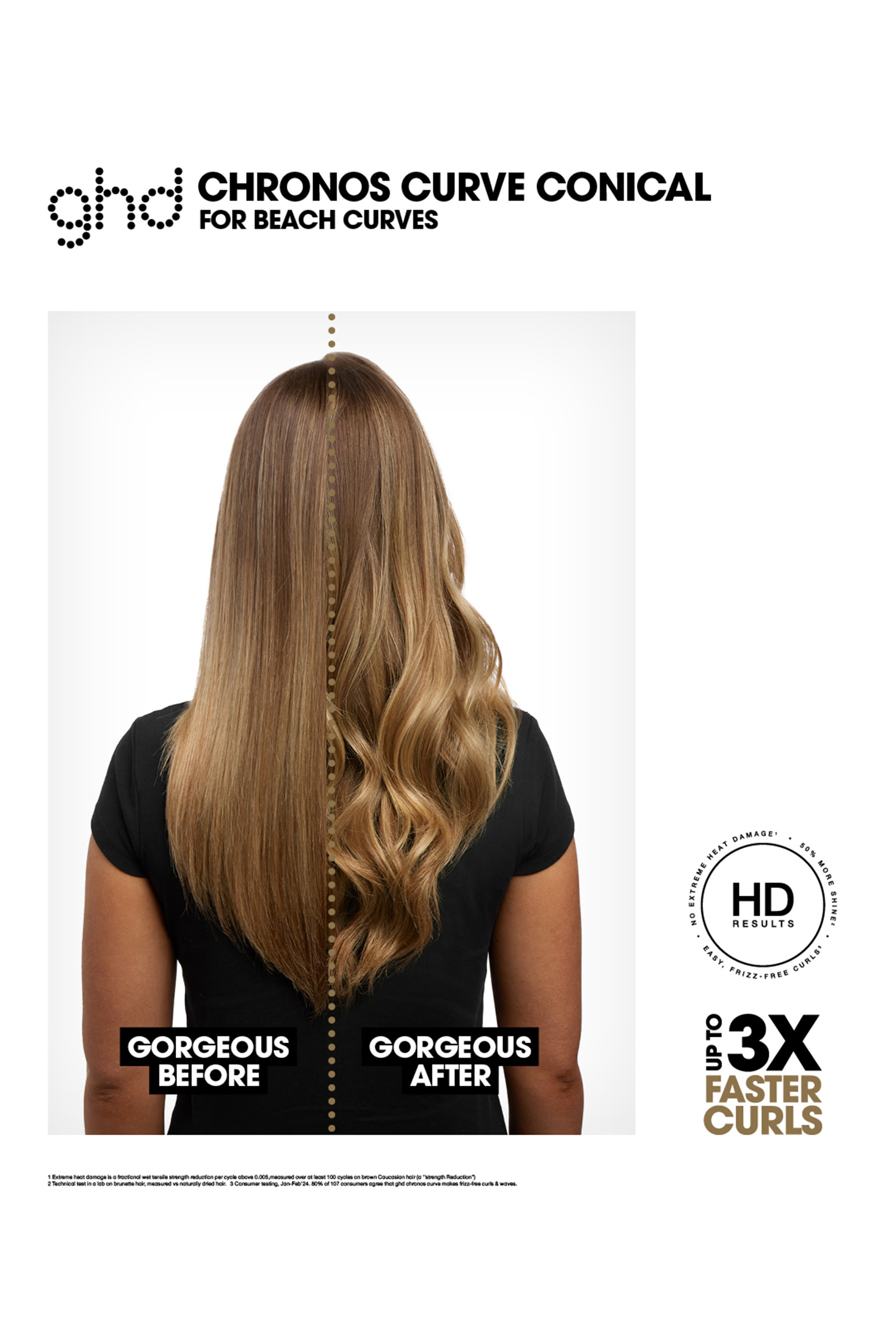  Chronos Curve Conical Wand, 28-23mm Barrel, For Beach Curls