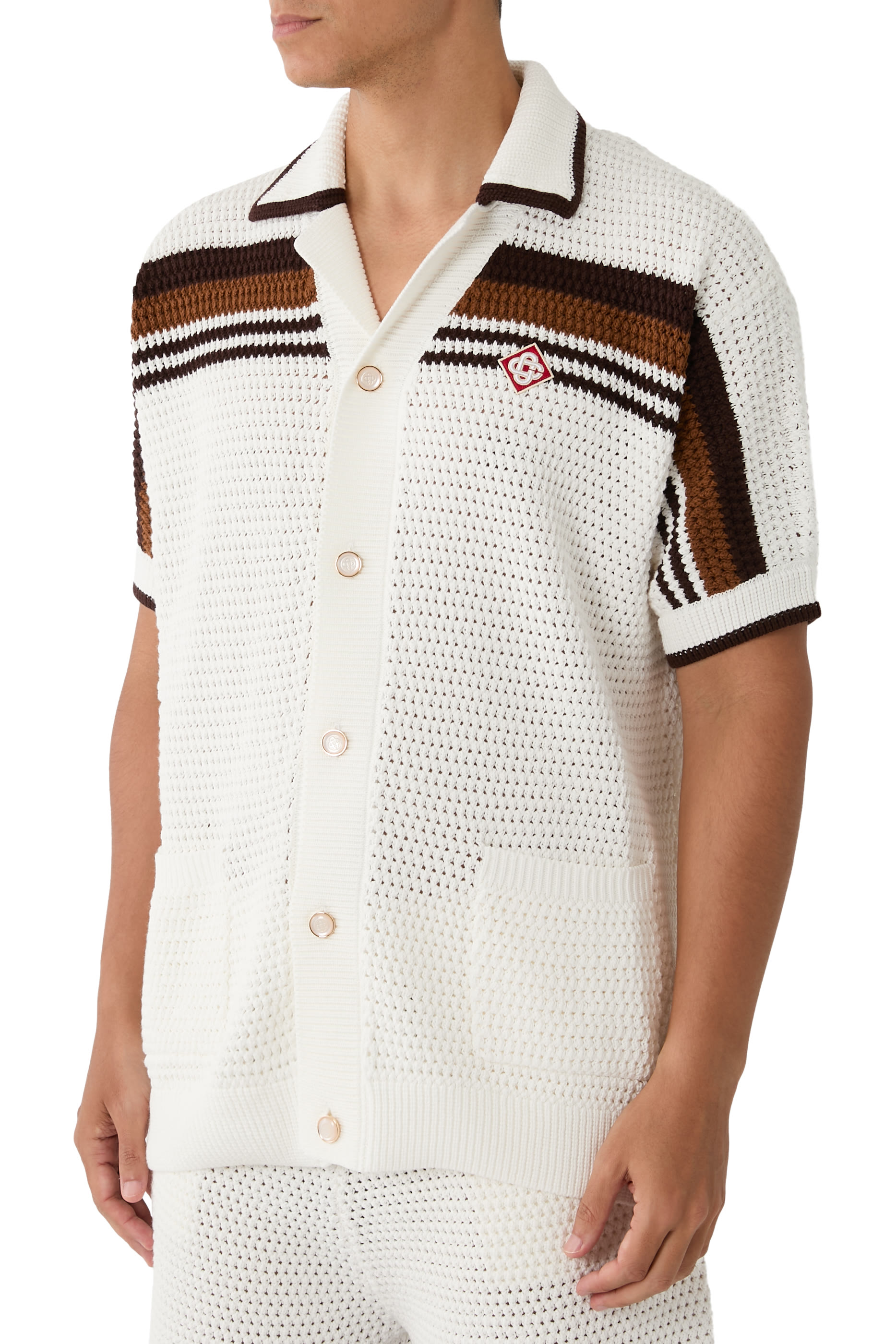 Tennis Stripe Crochet Shirt
