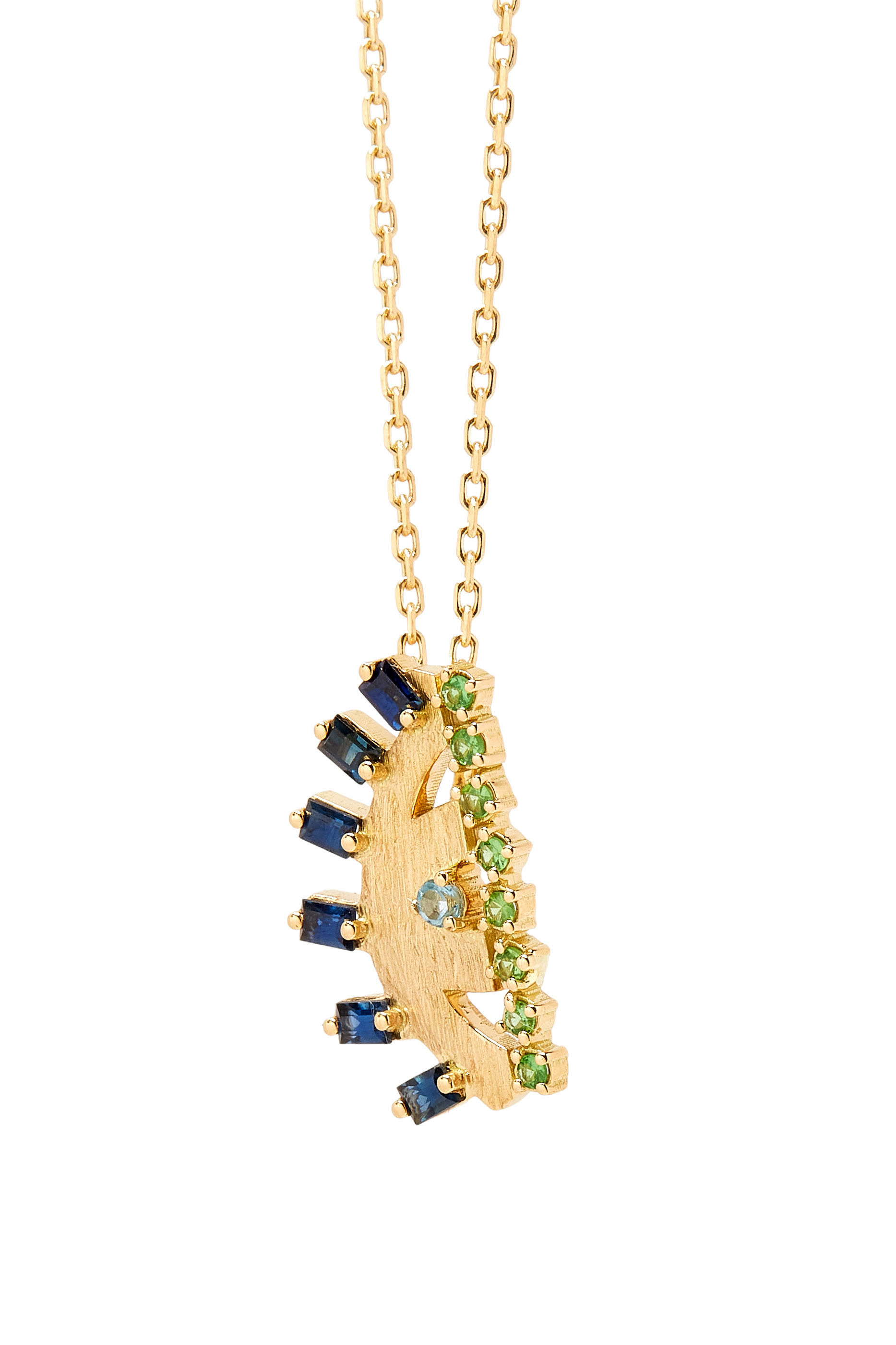 Ya Ein Necklace, 18k Yellow Gold  Topaz, Emerald, Sapphire