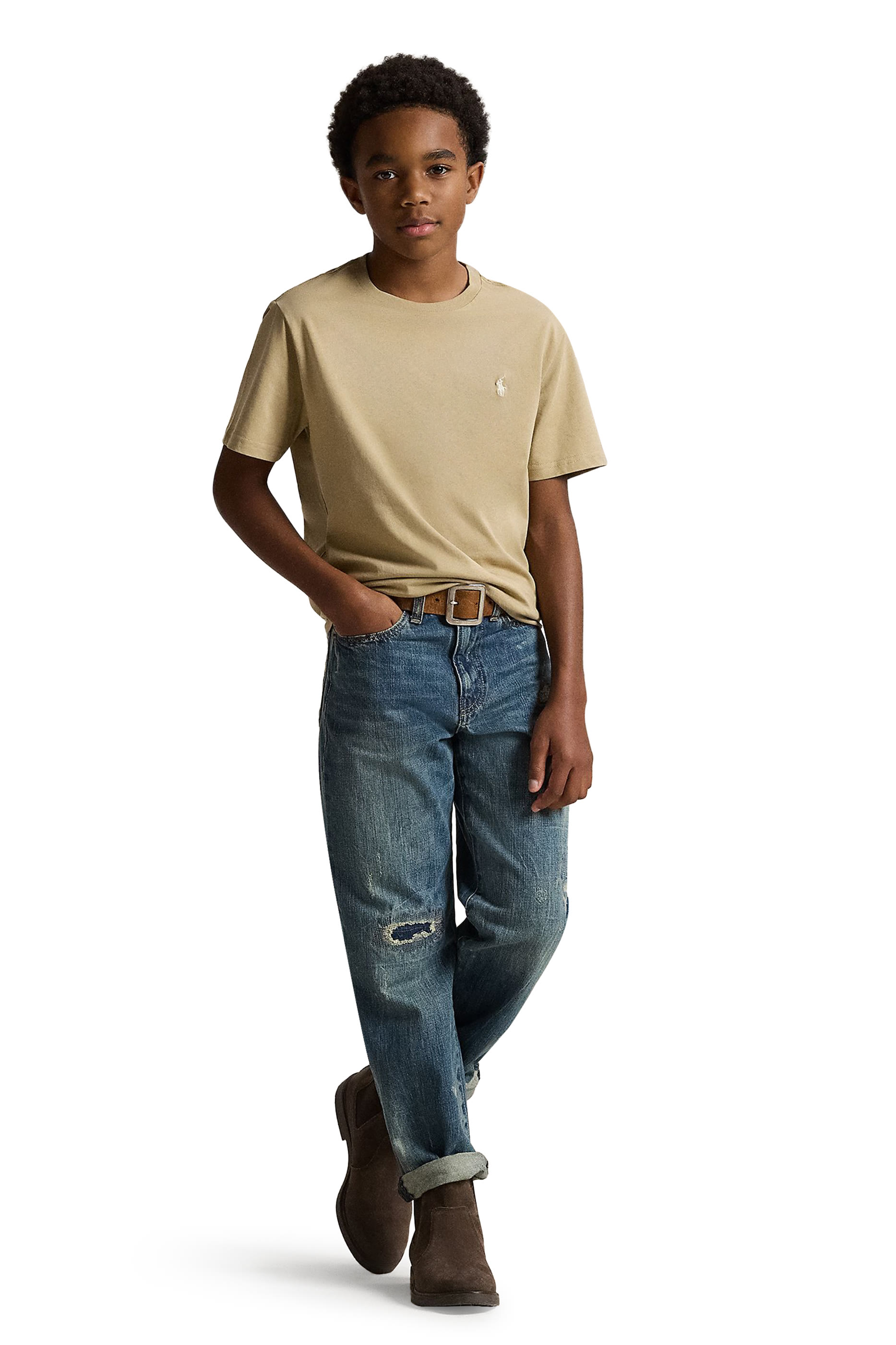 Kids Cotton Jersey Crewneck T-Shirt 