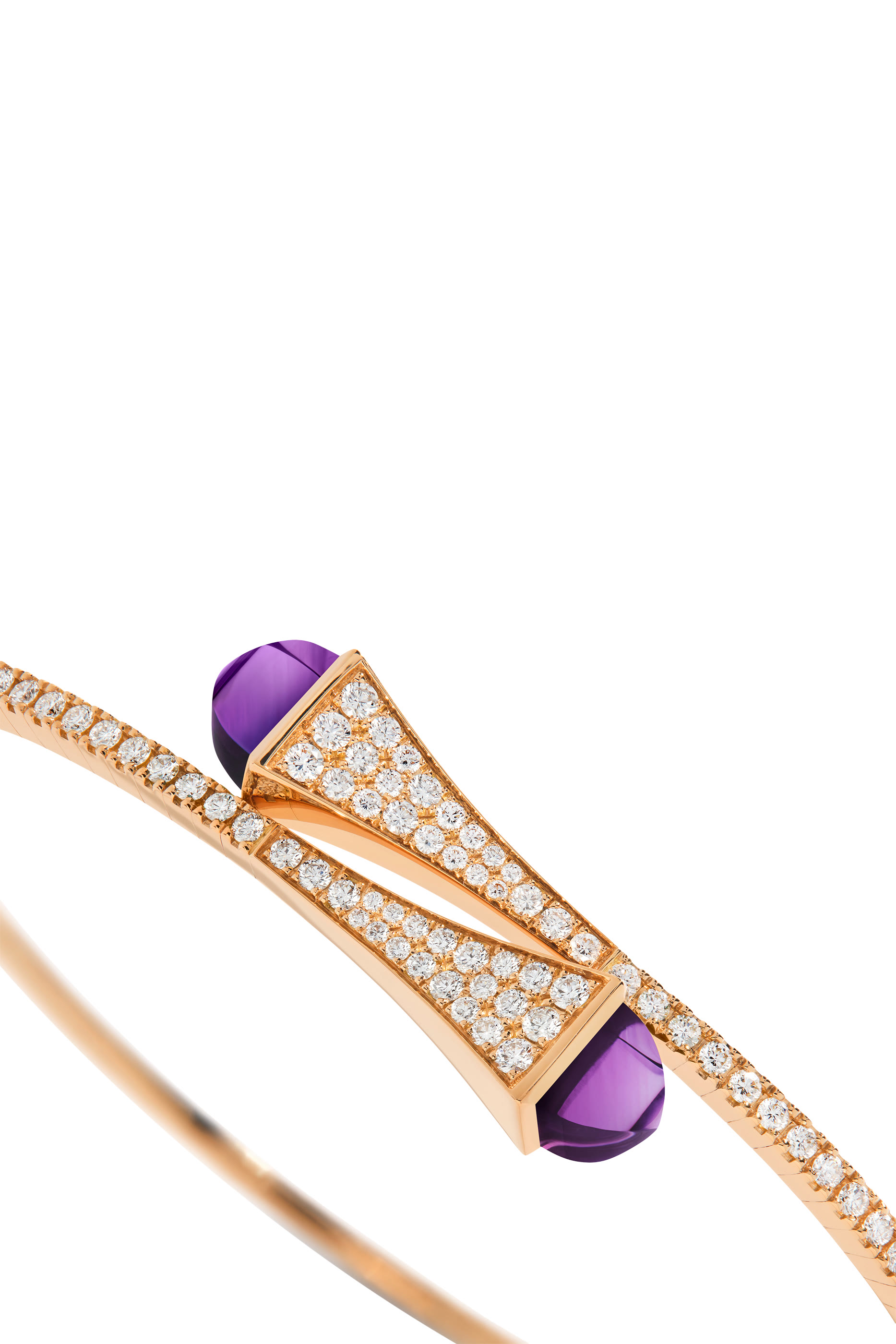 Cleo Midi Bangle, 18k Rose Gold with Amethyst  Diamonds
