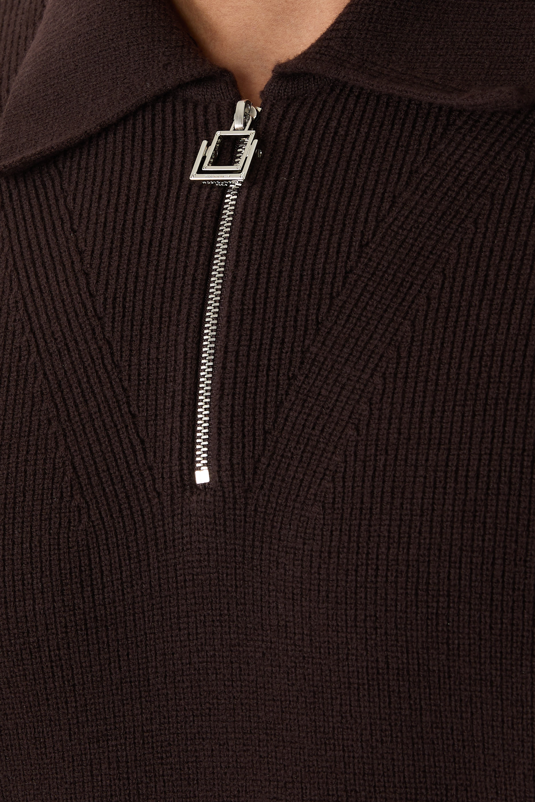 Ribbed Wool Polo Sweater