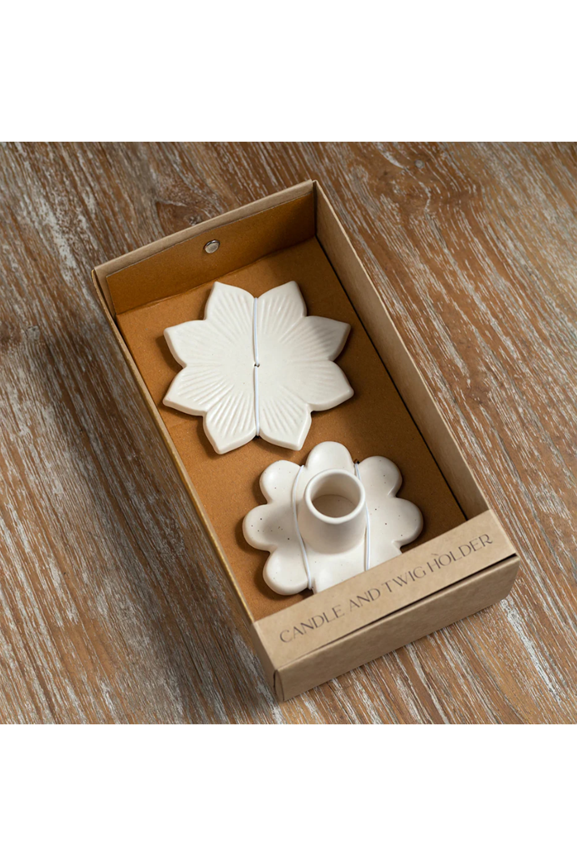 Bloom  Glow Gift Set - Flower Teacup and Candle and Twig Holder Set 