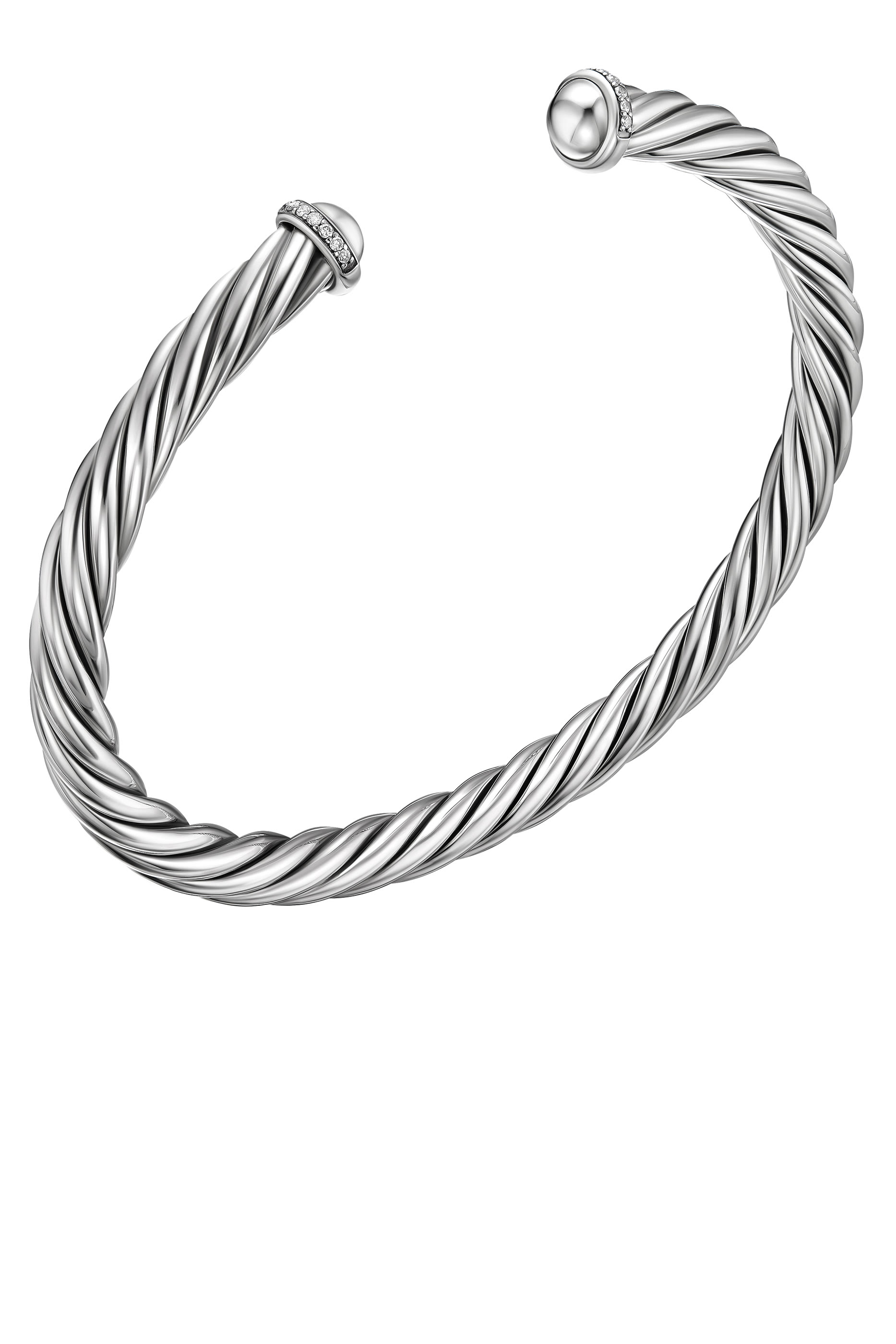 Cable Diamond Cuff Bracelet, Sterling Silver  Diamonds