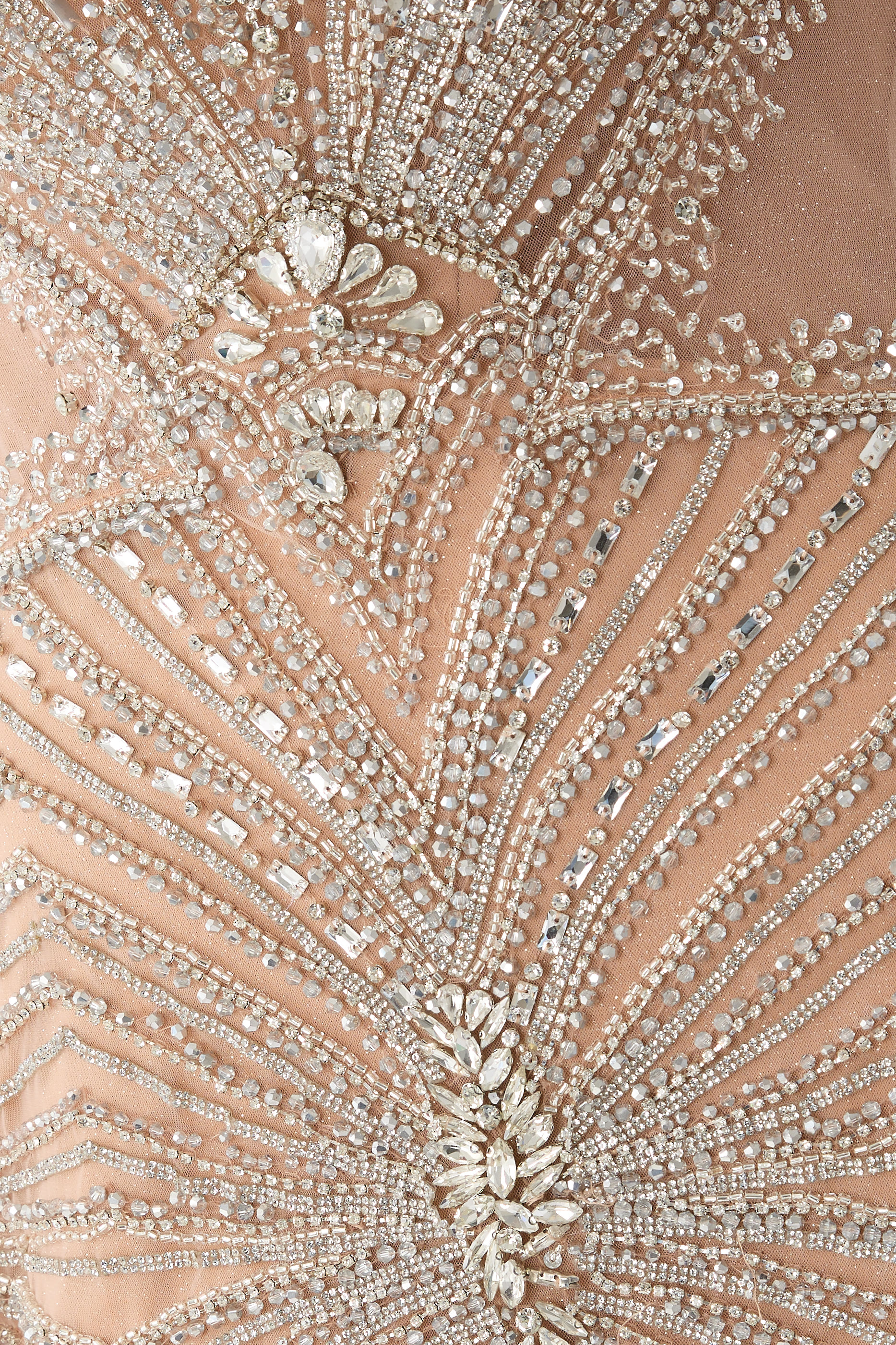 Crystal-Embellished Cape Sleeve Gown