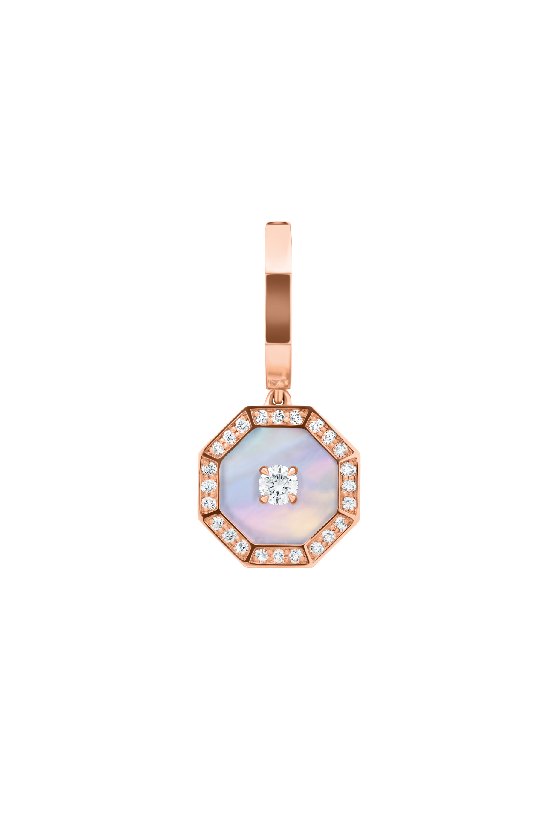 Ahjar Birwaz Dangling Hoop Earrings, 18K Rose Gold with Diamonds  Mother of Pearl