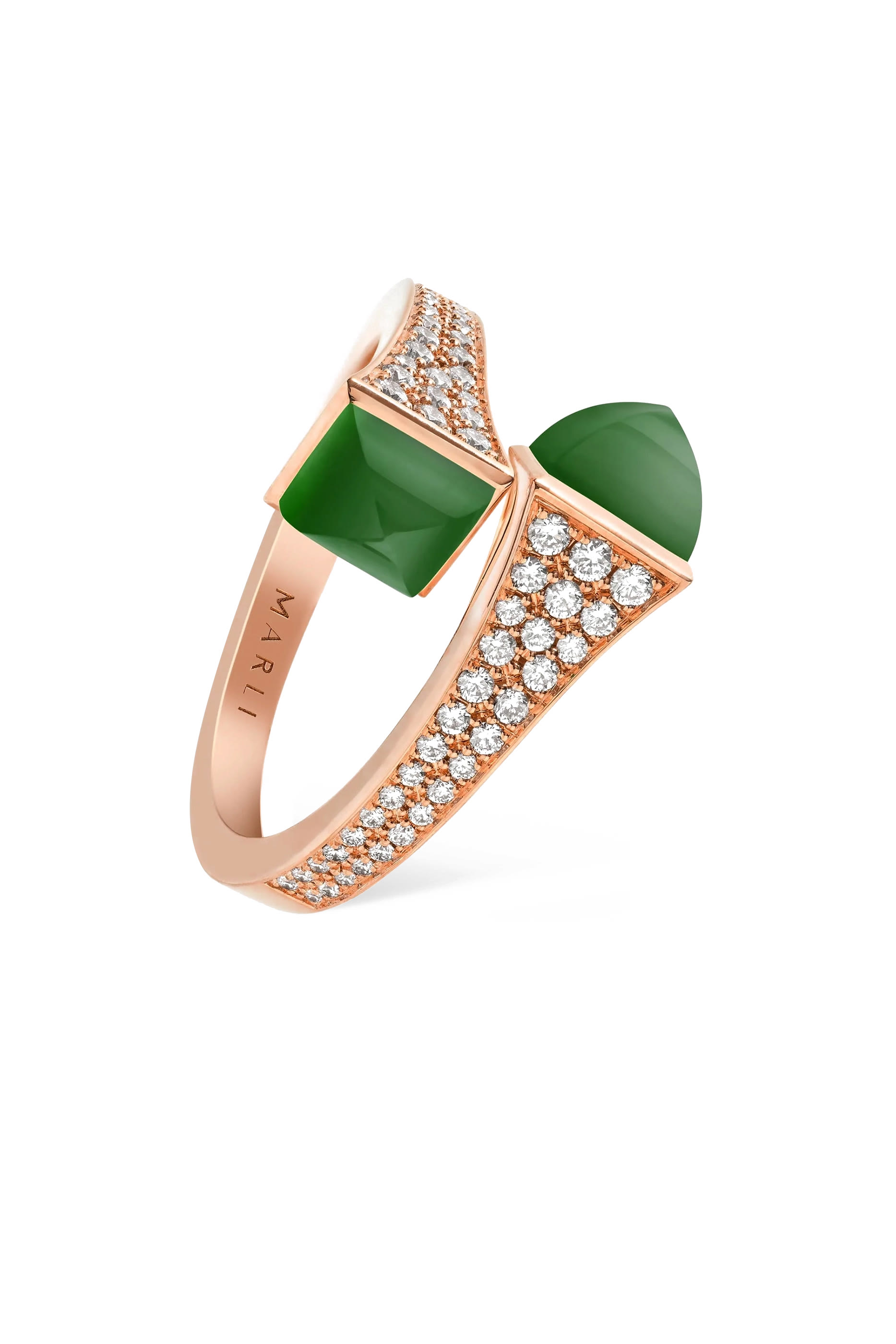 Cleo Midi Ring, 18k Pink Gold, Diamonds  Green Agate