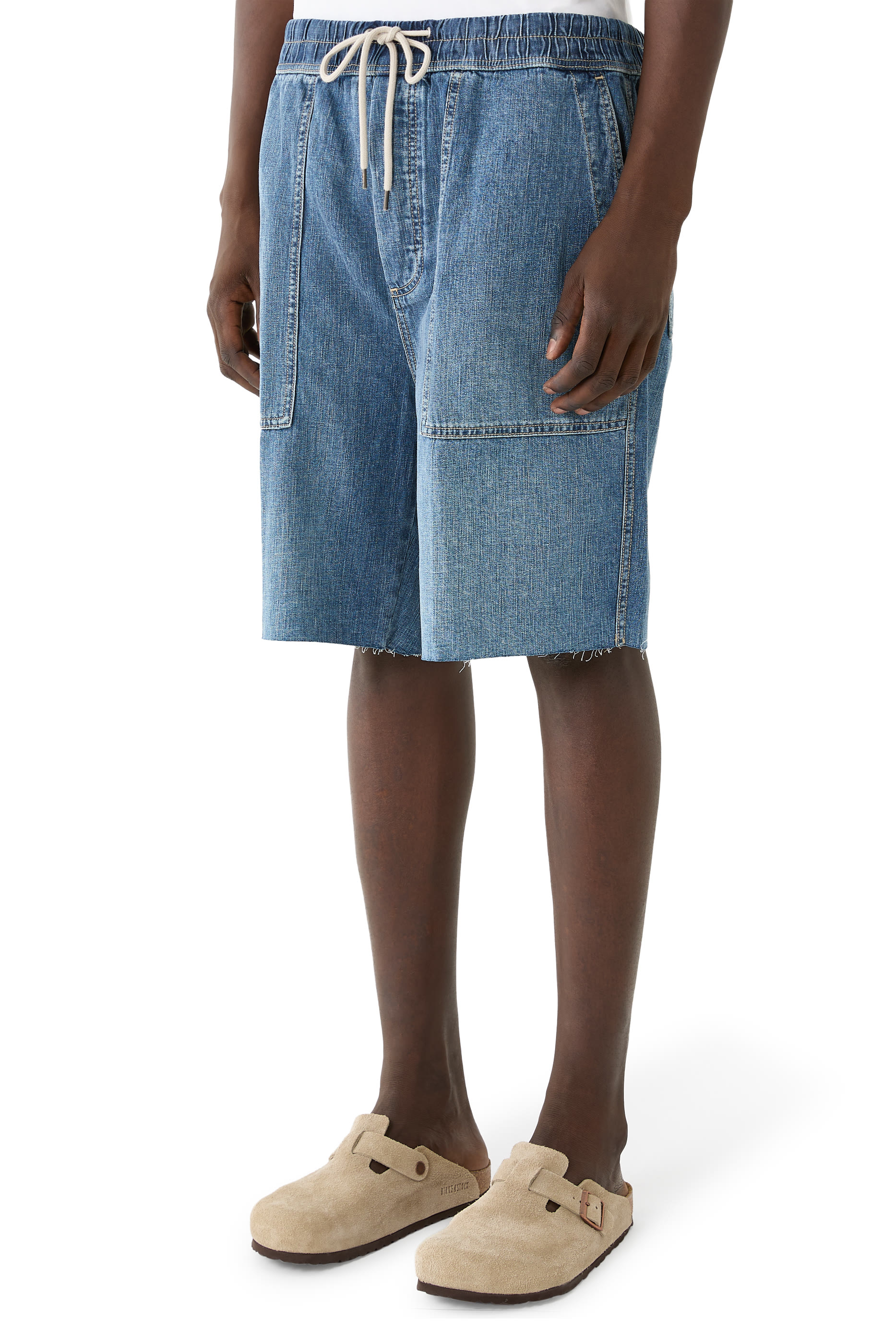 Oversized Patch Pockets Drawstring Shorts