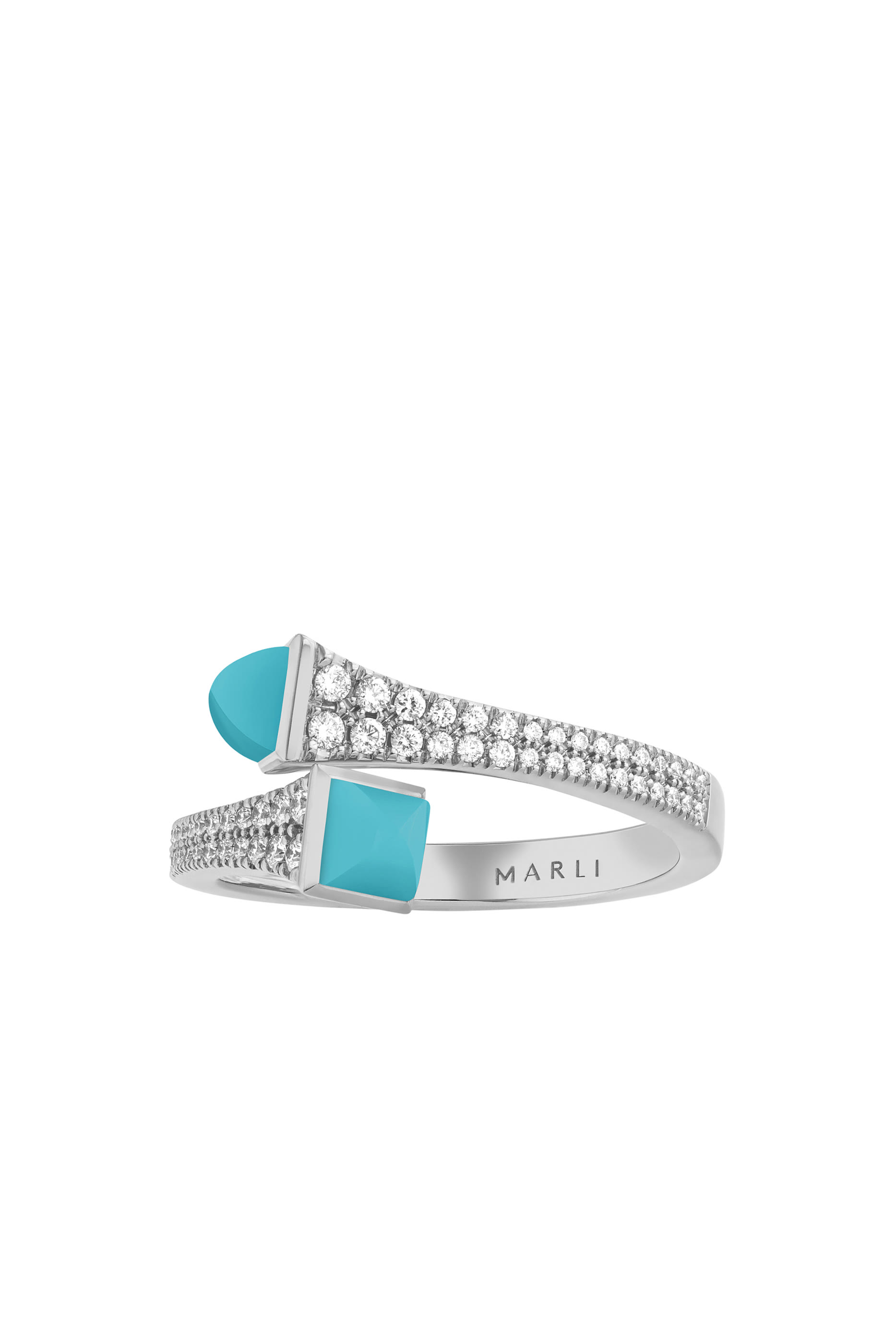 Cleo Slim Ring, 18k White Gold with Turquoise  Diamonds