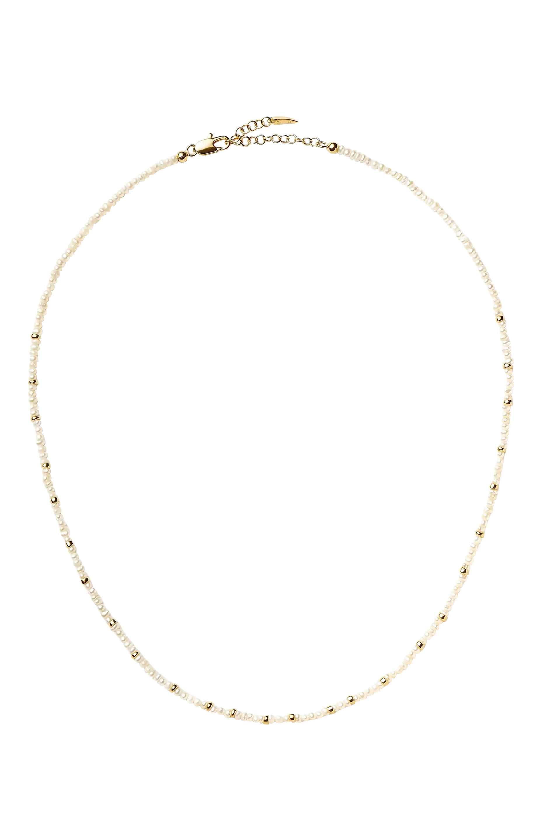 Micro Pearl Beaded Necklace, 18ct Recycled Gold Plating on Brass  Micro-Pearls