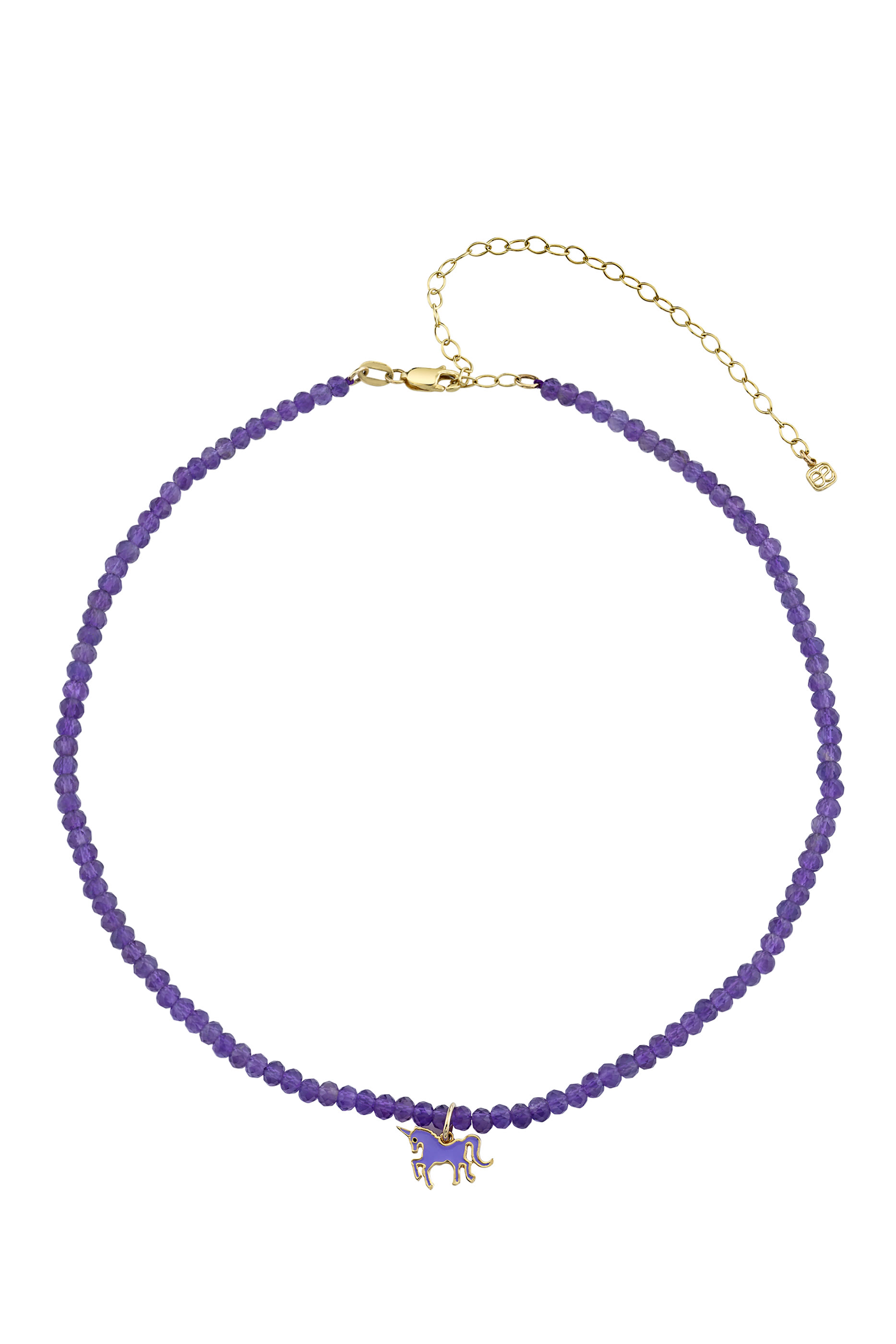 Kids Unicorn Necklace, 14k Yellow Gold  Amethyst