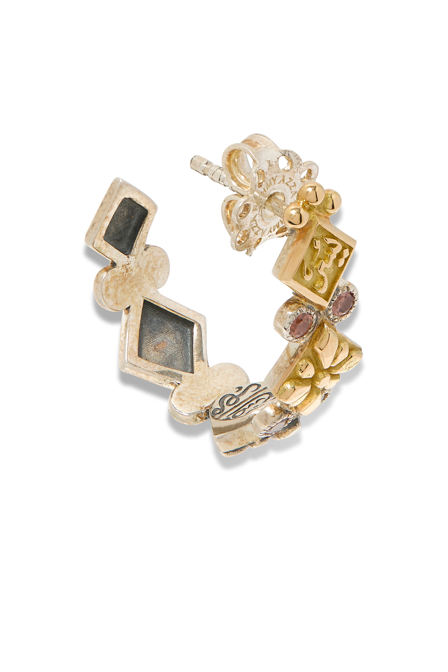 Prosperity Hoop Earrings, 18k Yellow Gold, Sterling Silver  Zircon