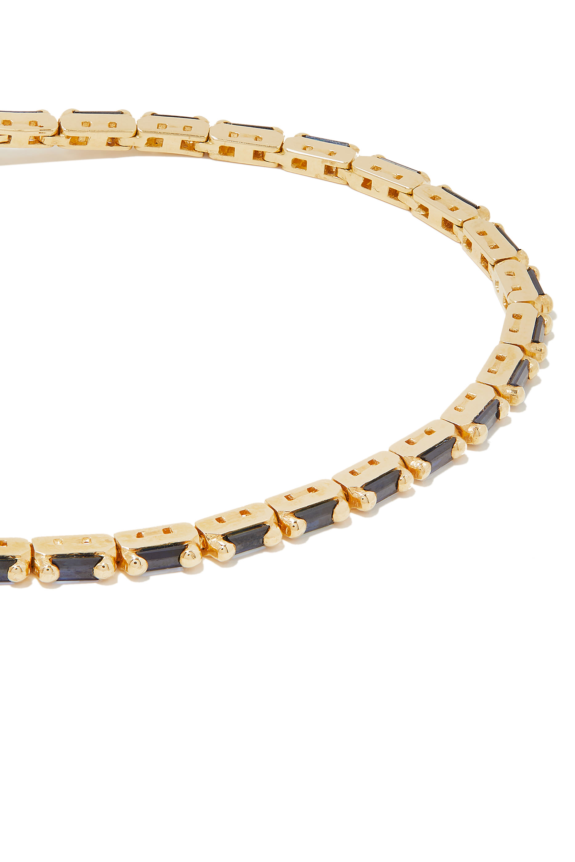 Linear Tennis Bracelet, 18k Yellow Gold  Sapphires