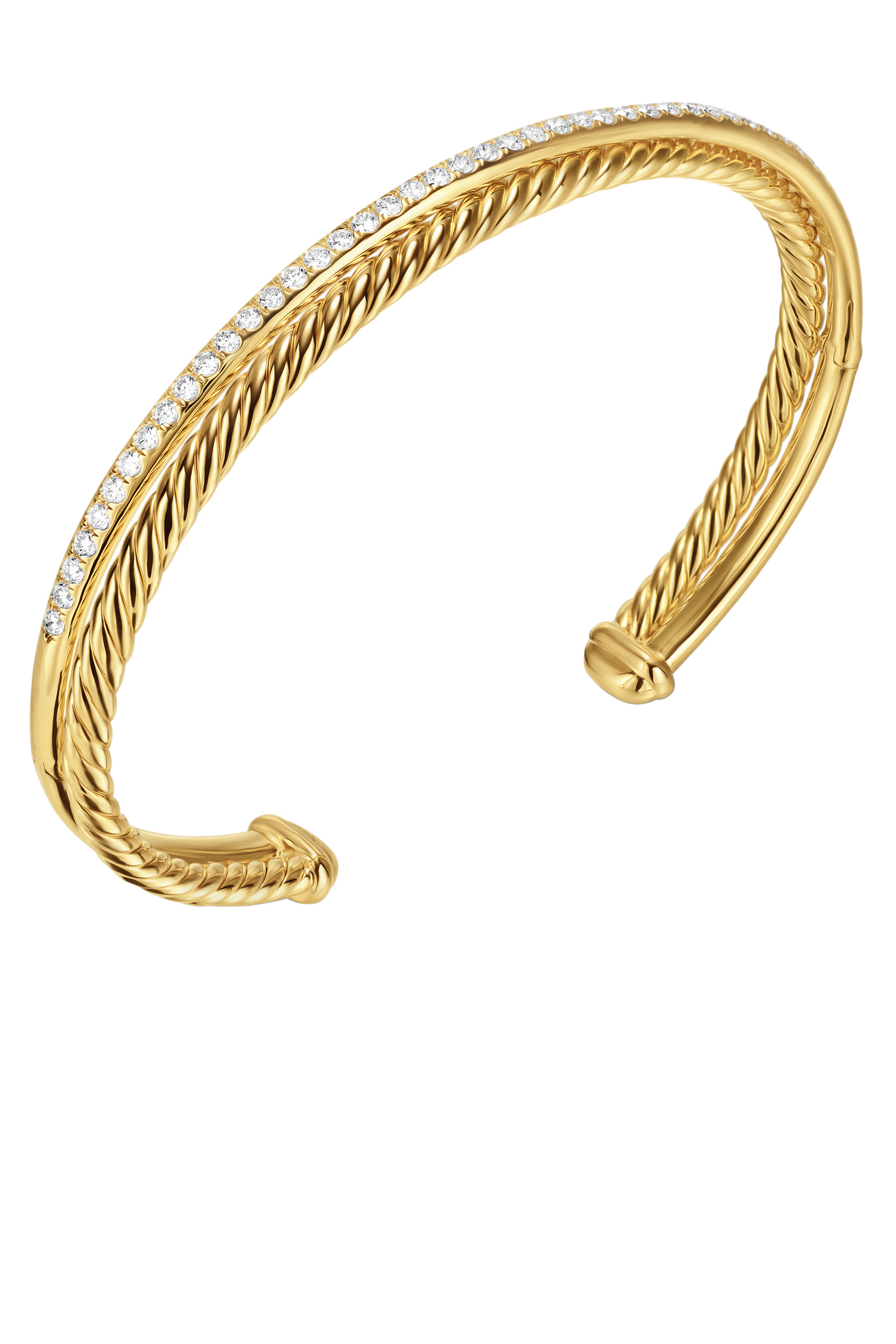 Crossover Two Row Bracelet, 18k Yellow Gold  Diamonds