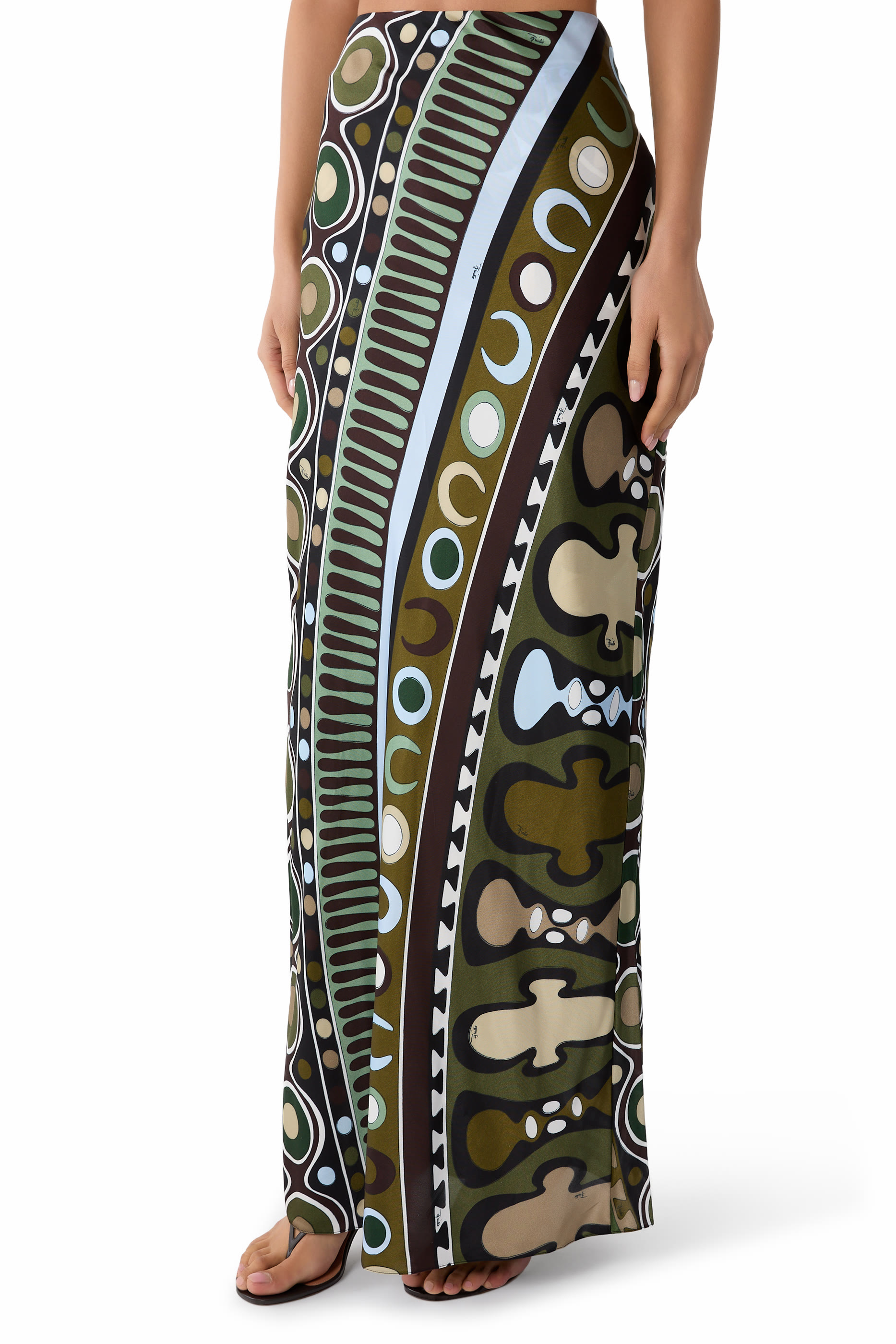  Soleil Print Satin Skirt 