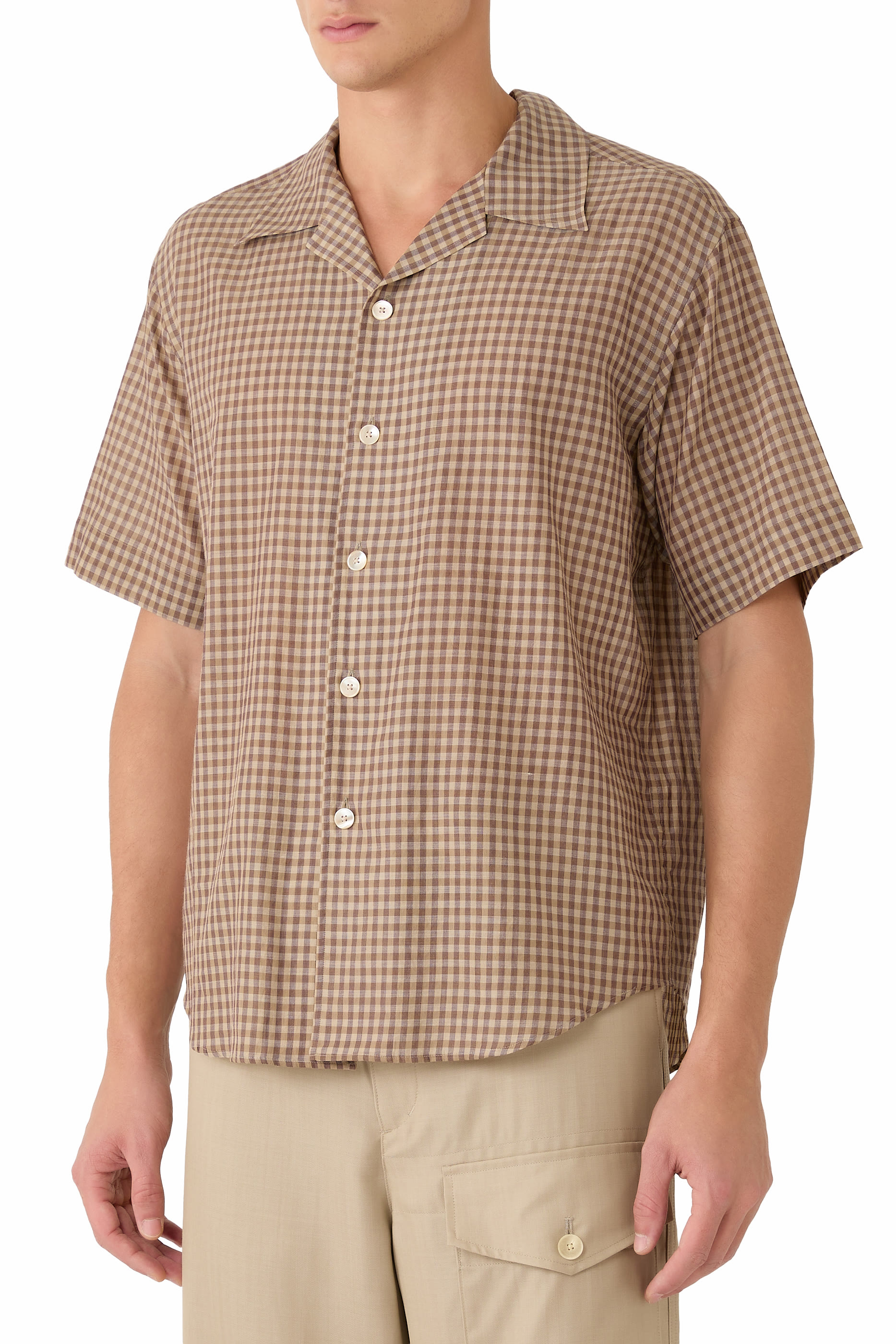 Airy Light Cotton Check Half Sleeved Shirt