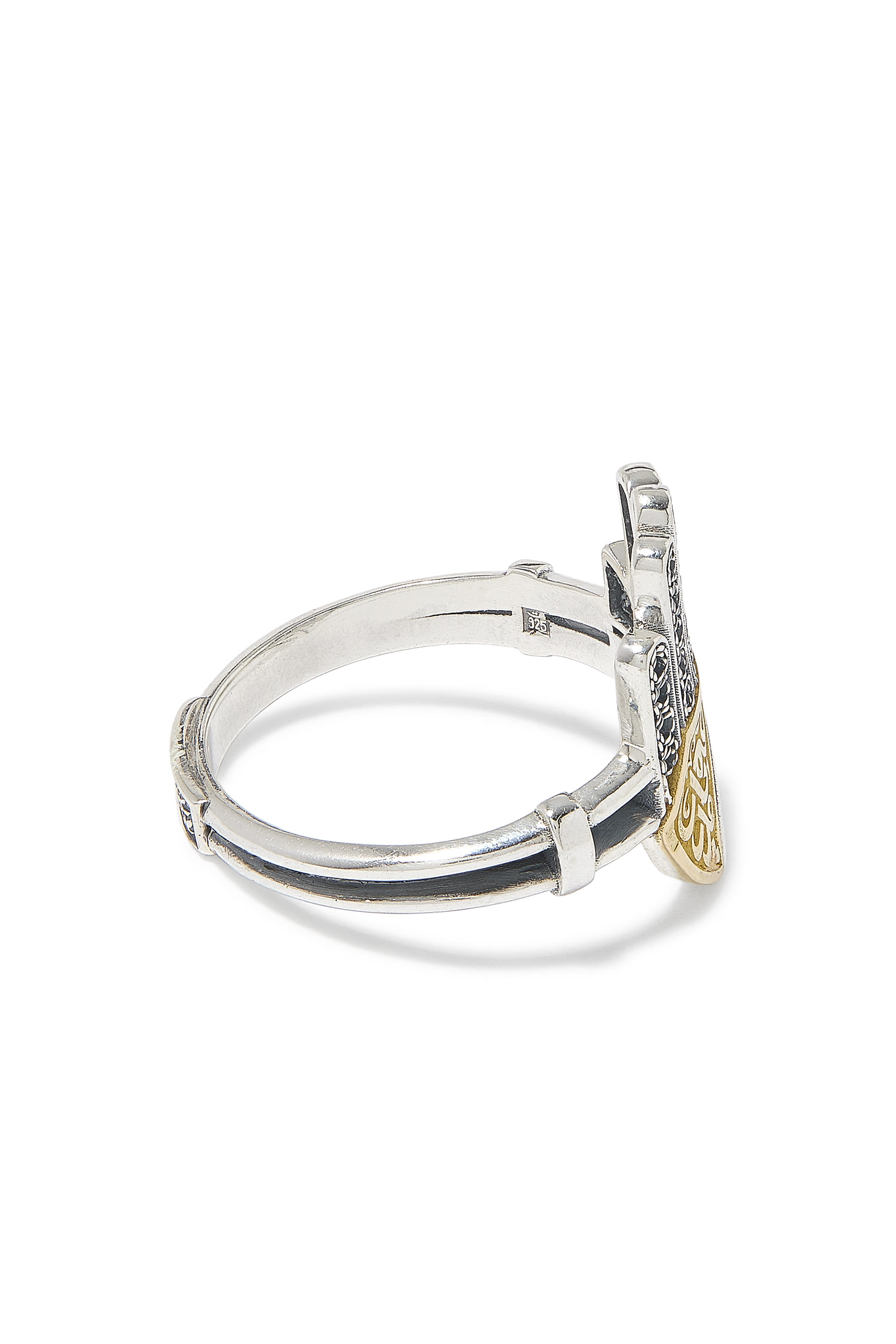 Filigree Kaf Ring, 18K Gold with Sterling Silver  Champagne Diamonds