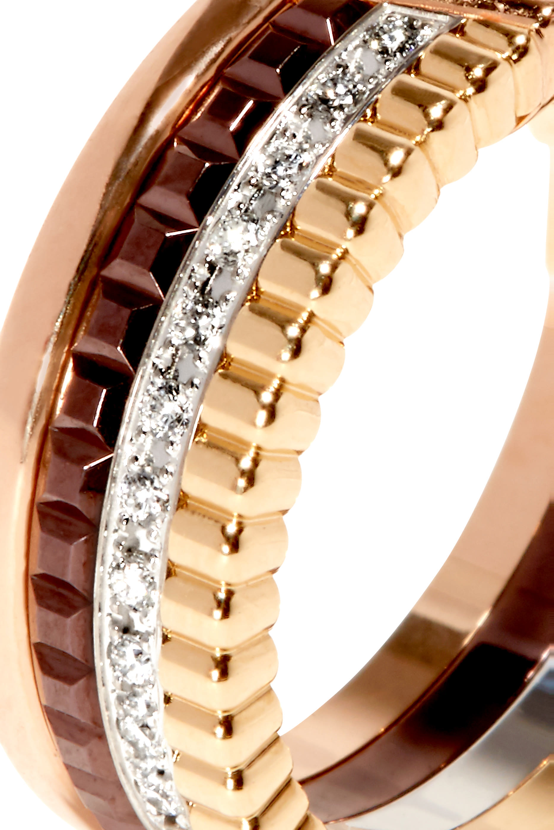 Quatre Classique Hoop Earrings, 18k Mixed Gold  Diamonds