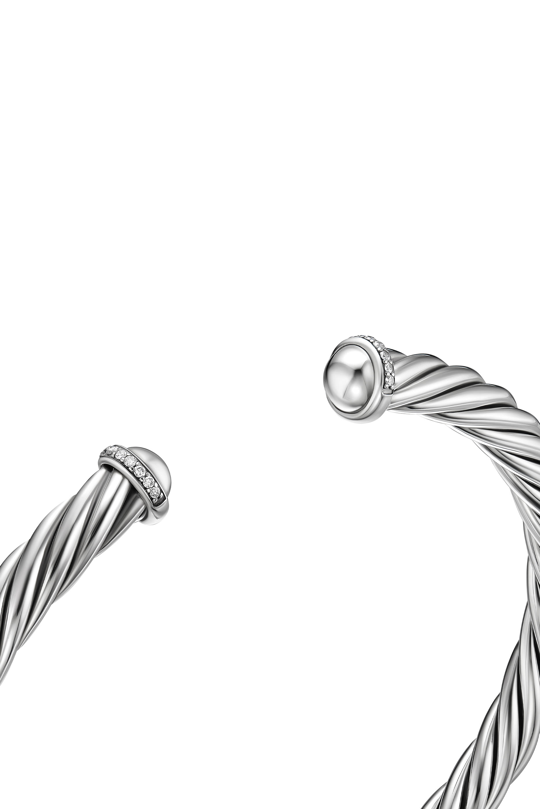 Cable Diamond Cuff Bracelet, Sterling Silver  Diamonds