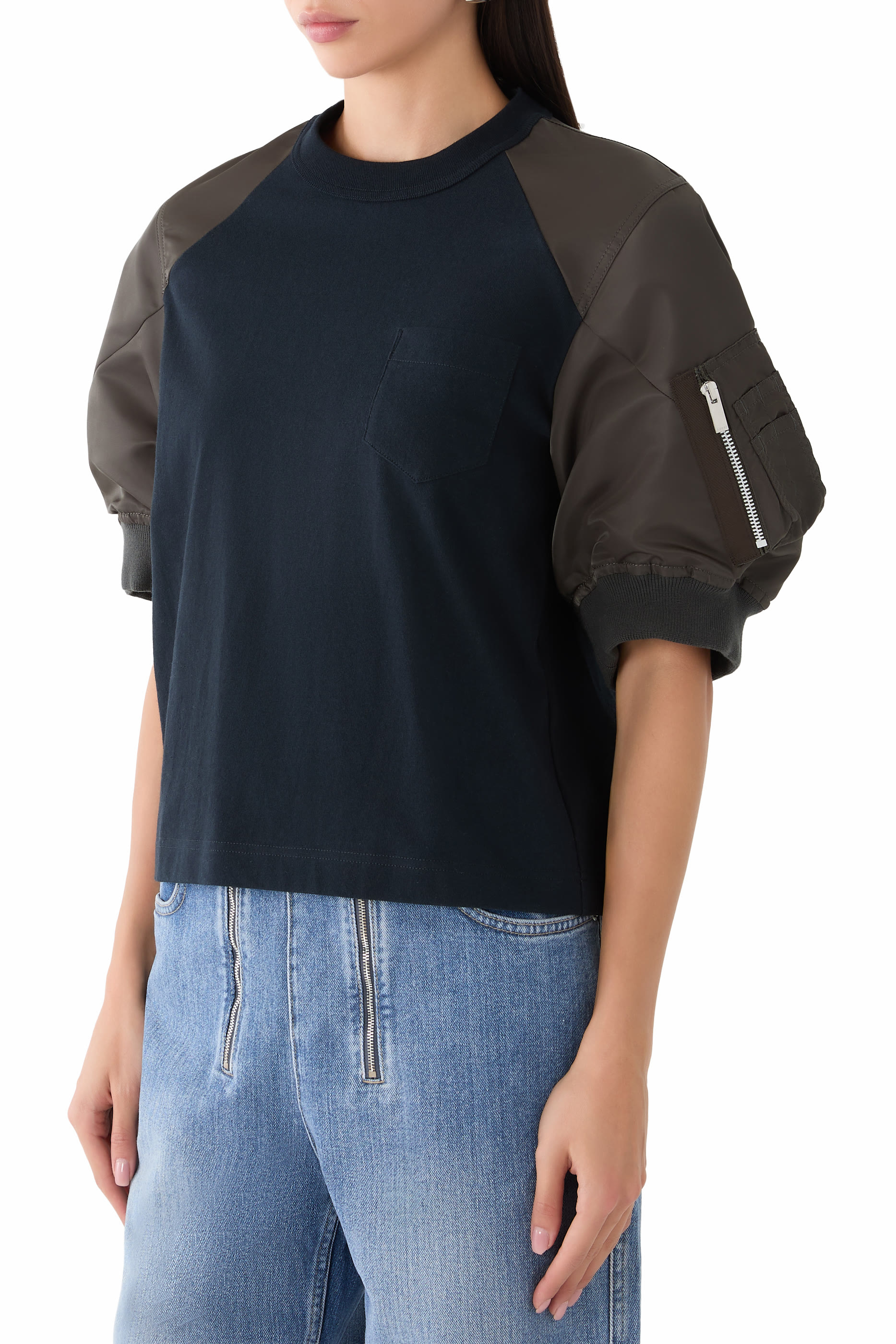 Nylon Twill x Cotton Jersey T-Shirt 