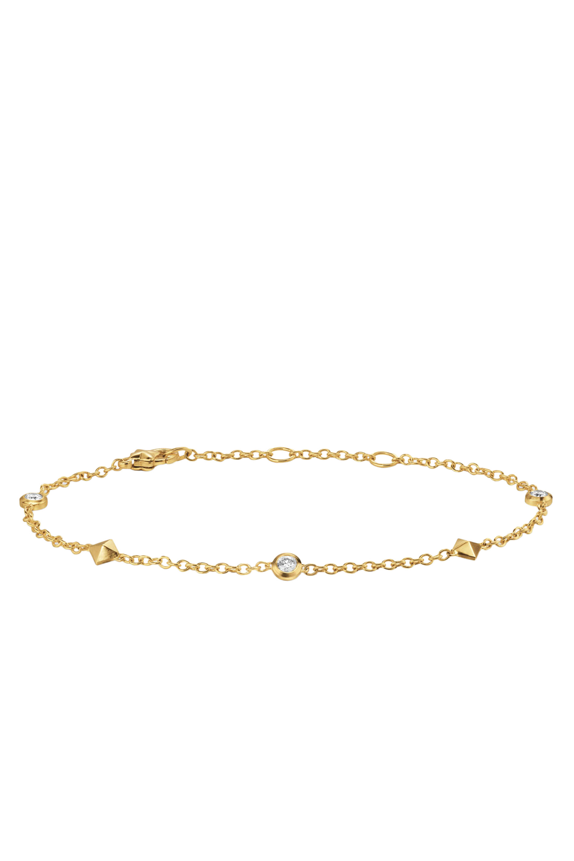 Petite Modern Renaissance Station Bracelet, 18K Yellow Gold  Diamonds