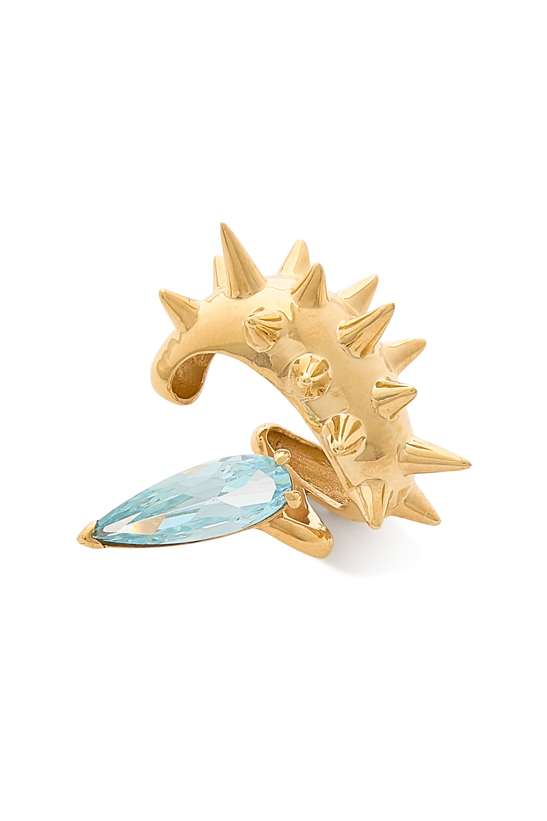 Mini Spike Alien Single Ear Cuff, 925 Sterling Silver  Crystal