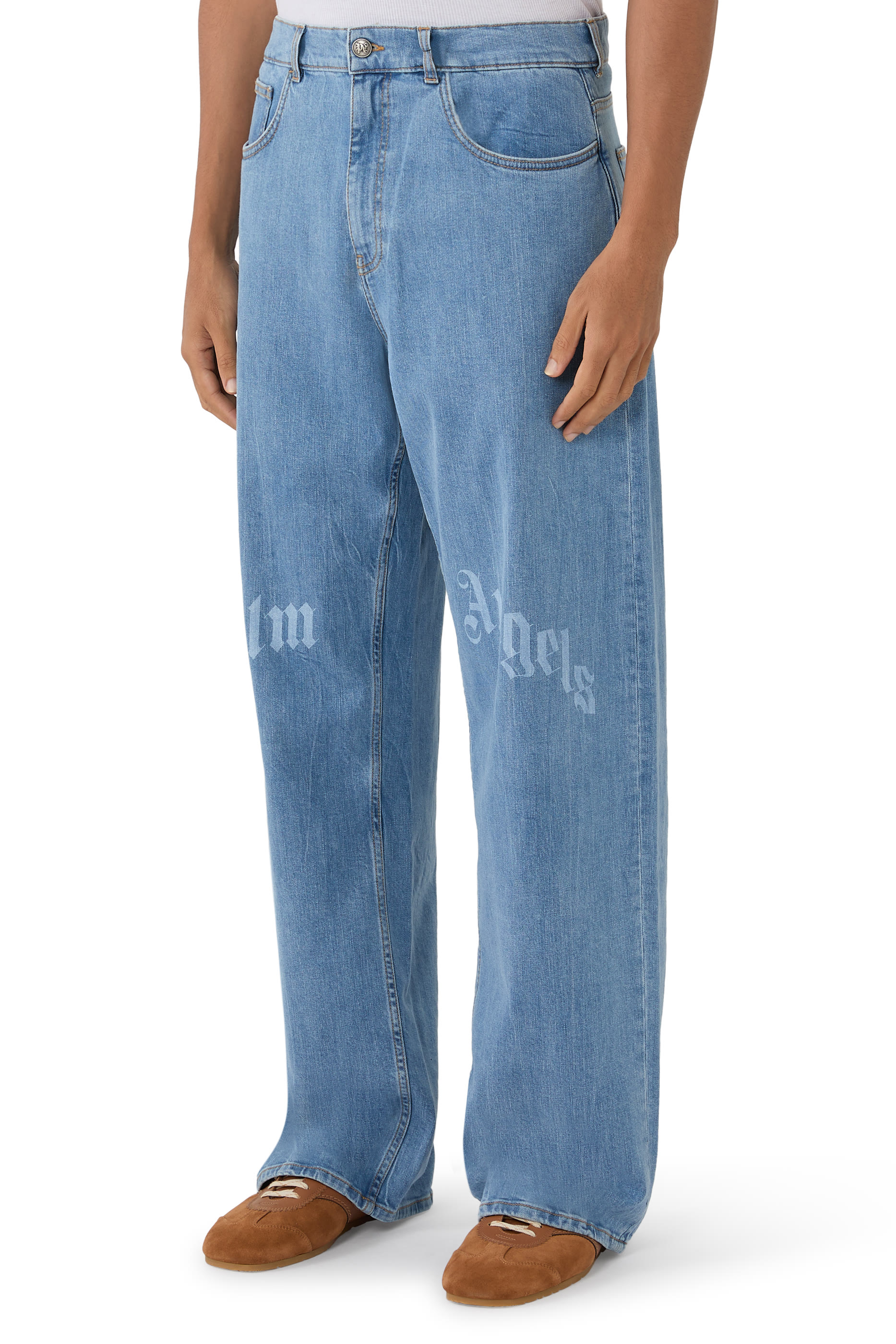  Curved Logo Loose 5 Pockets Jeans 