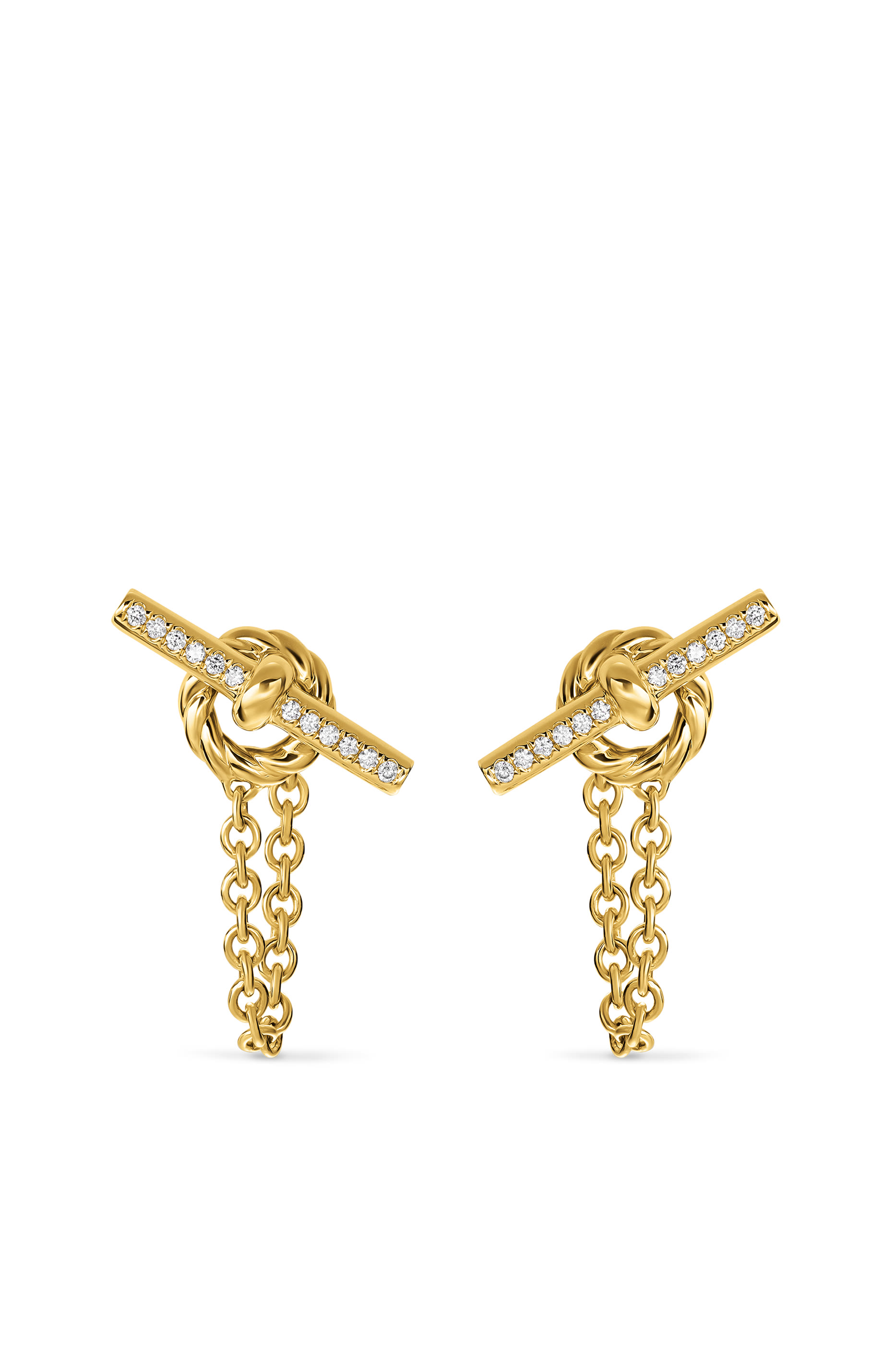 DY Mercer&reg; Petite Toggle Chain Stud Earrings, 18K Yellow Gold  Diamonds