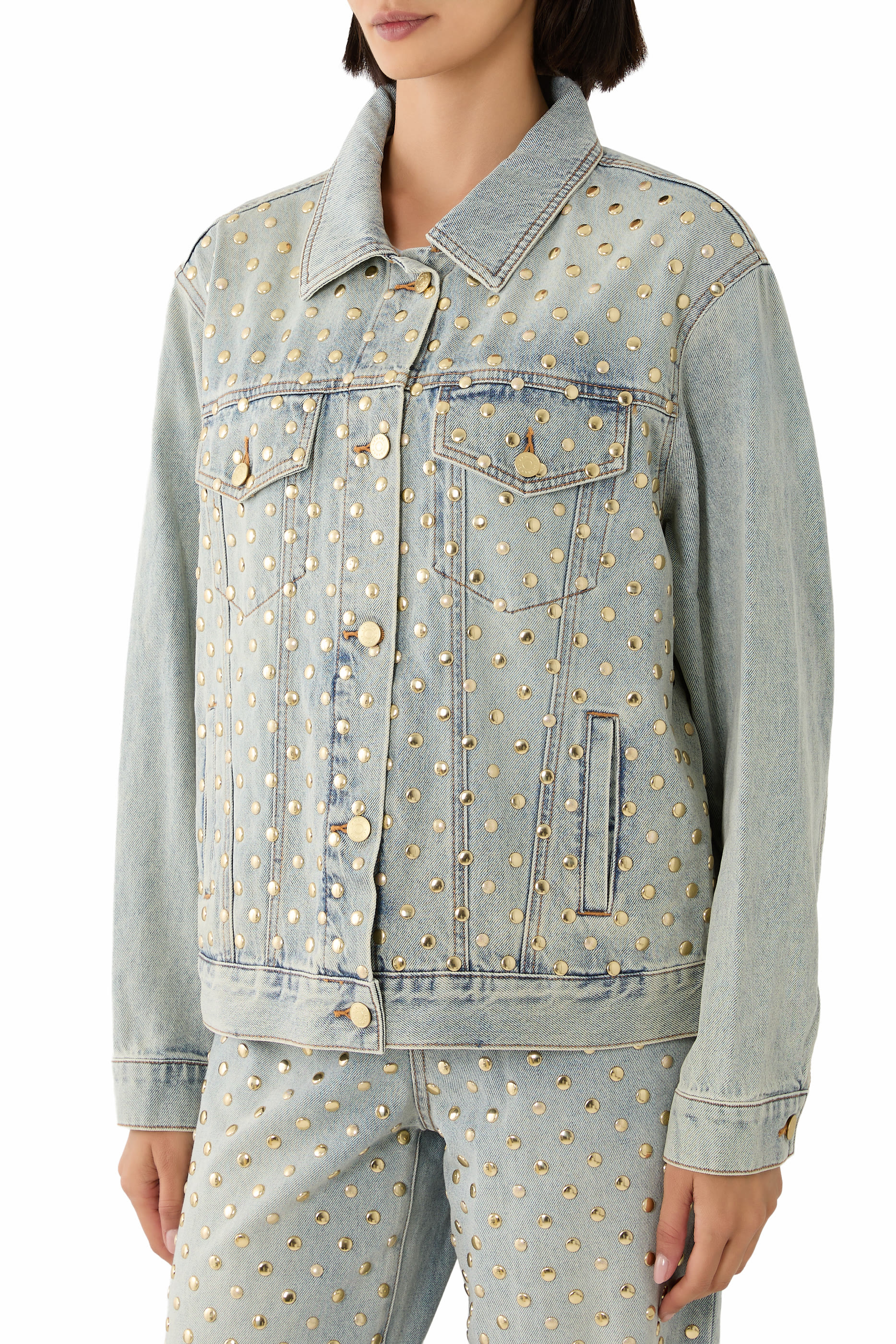Metal Stud-Embellished Blouson Jacket