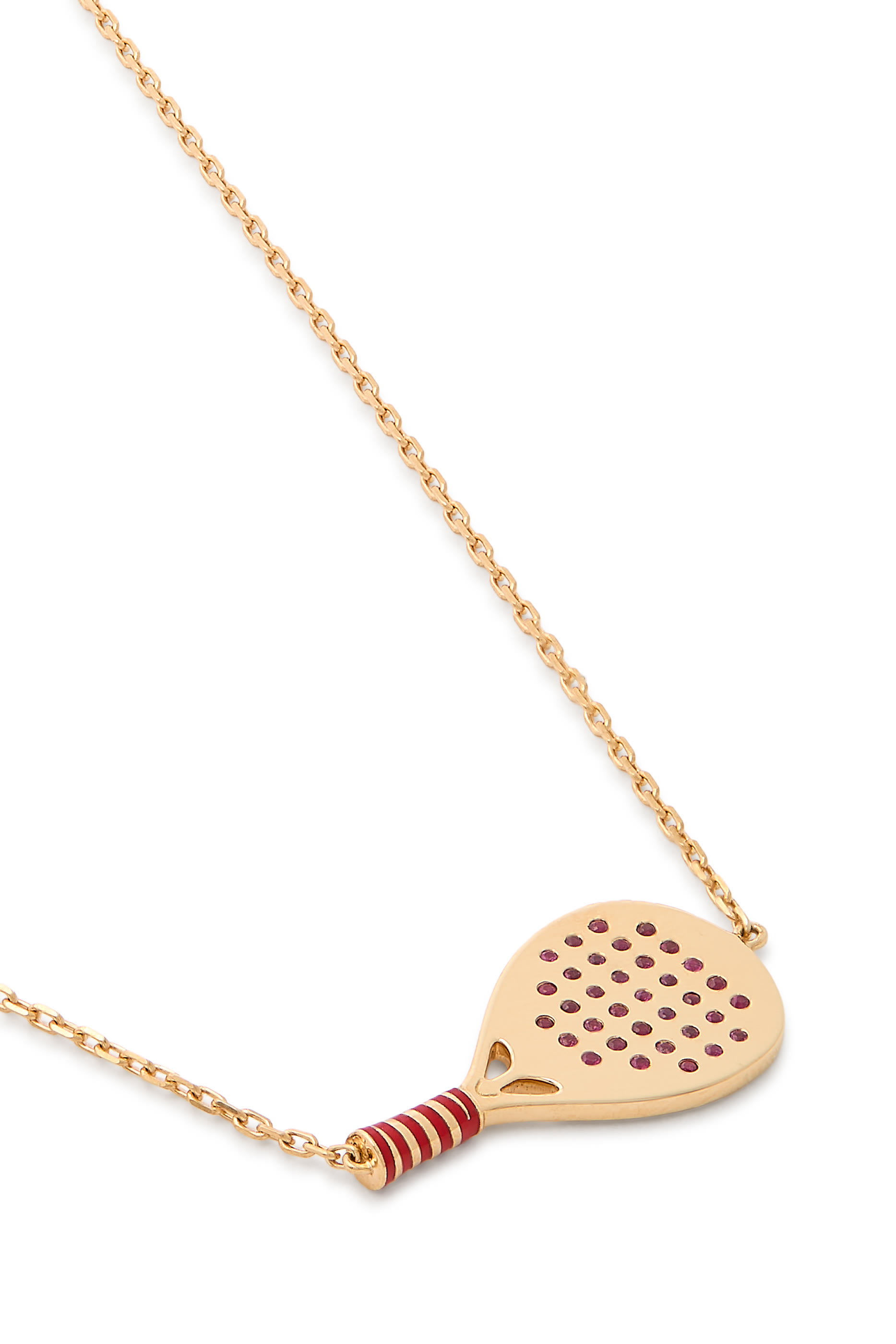  Padel Racket Pendant, 18K Yellow Gold with Diamonds  Enamel