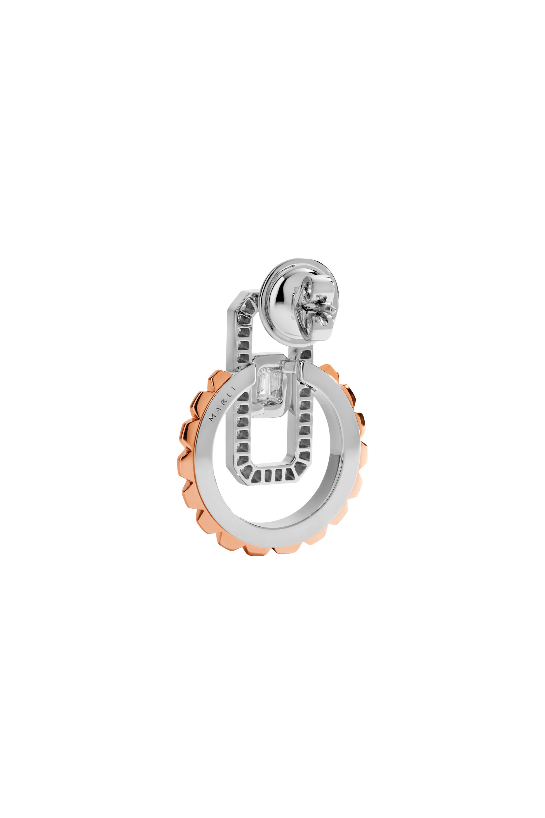 Empire Two-Tone Earrings, 18k Pink  White Gold, Diamonds
