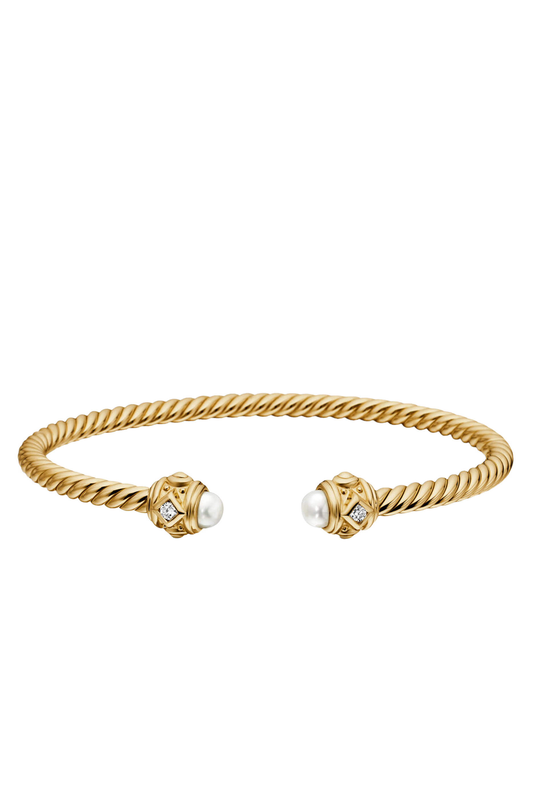Renaissance Cablespira Bracelet, 18K Yellow Gold with Diamonds  Pearl