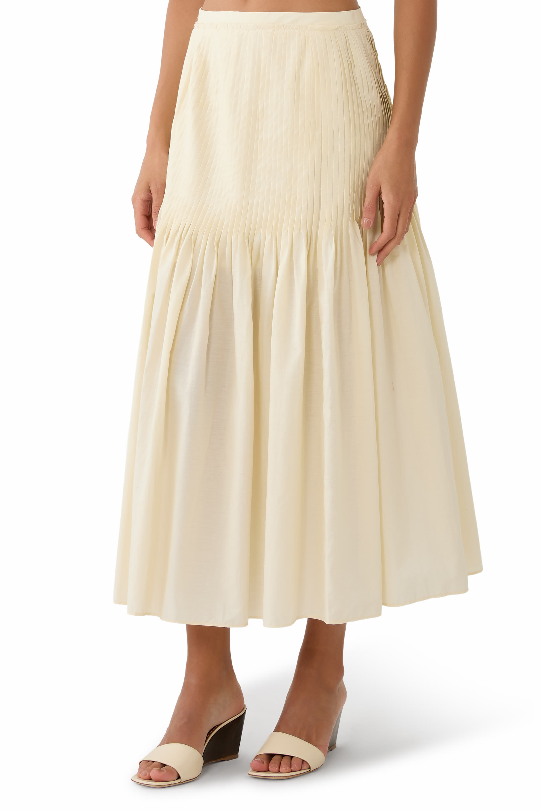 Super Fine Cotton Lawn Pin-Tuck Skirt