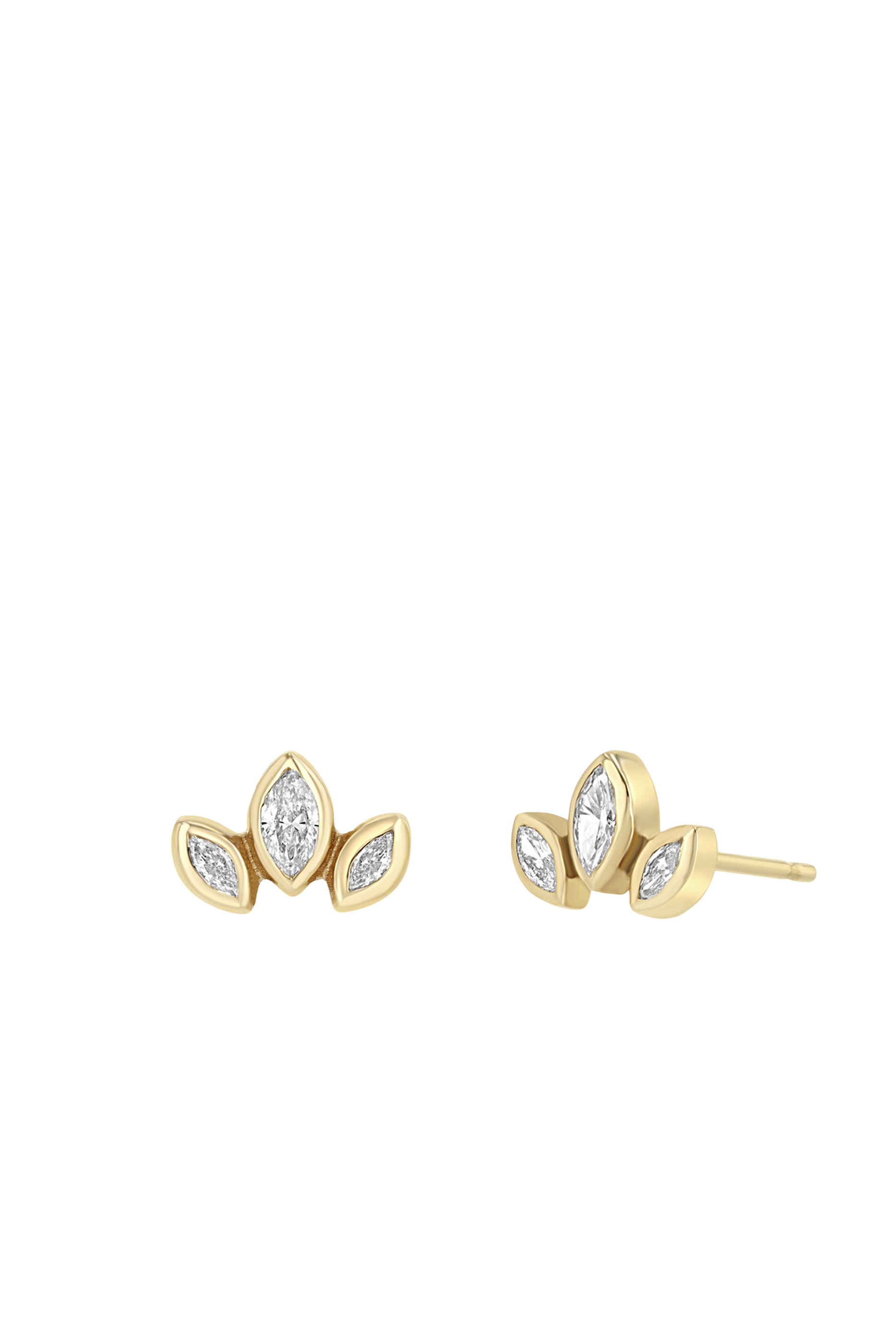 Marquise Diamond Fan Studs, 14K Yellow Gold  Diamonds