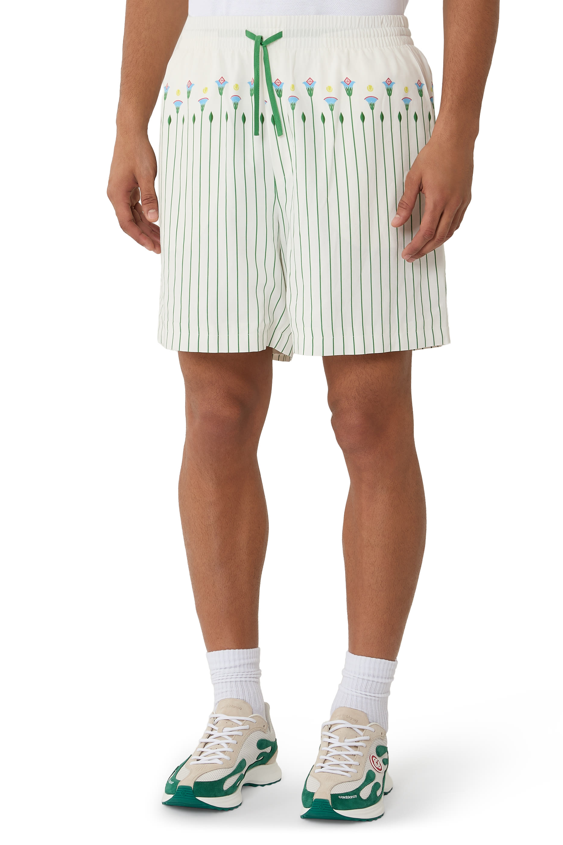 Floral Stripe Sporty Shorts