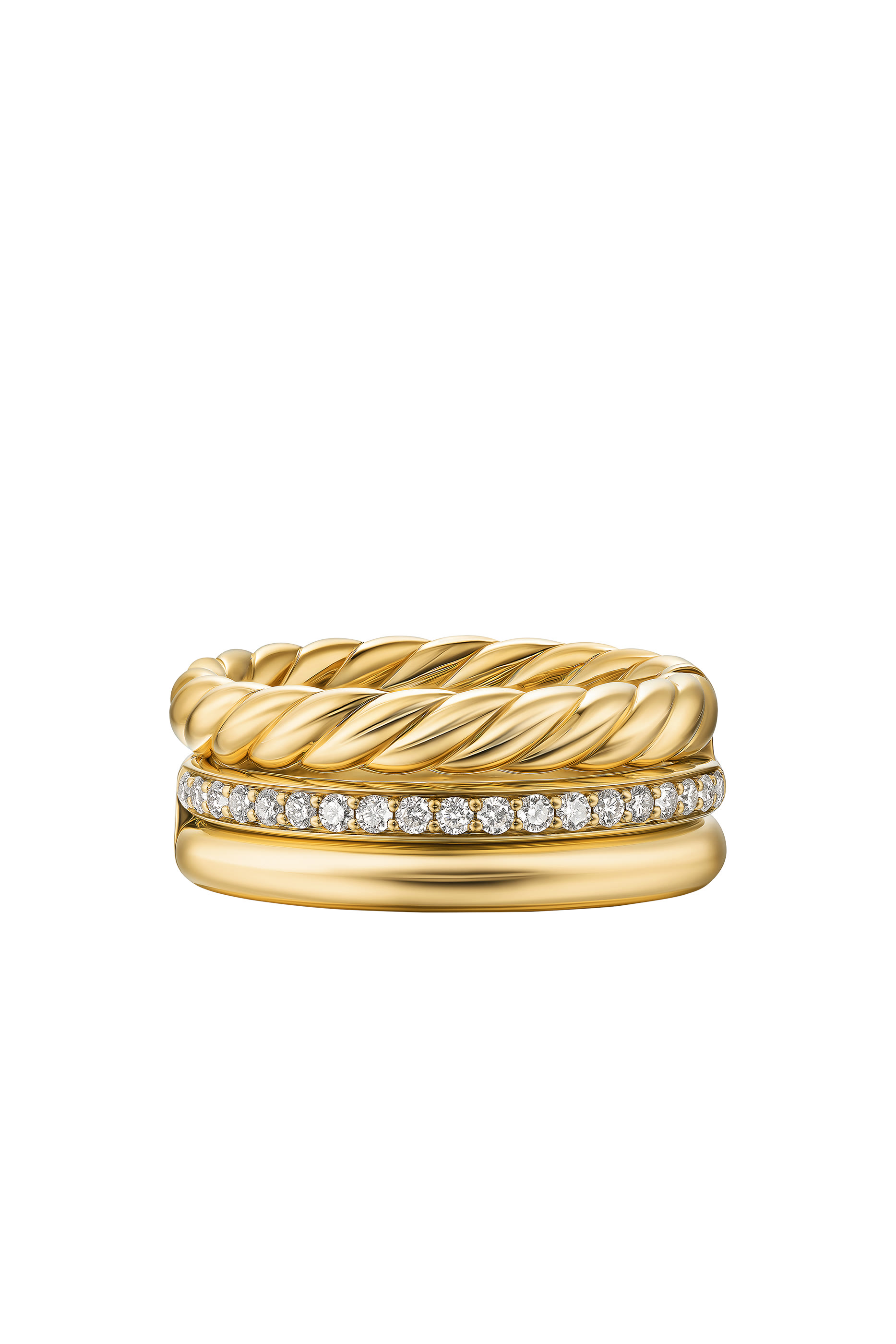  DY Mercer&reg; Three Row Ring, 18K Yellow Gold  Diamonds