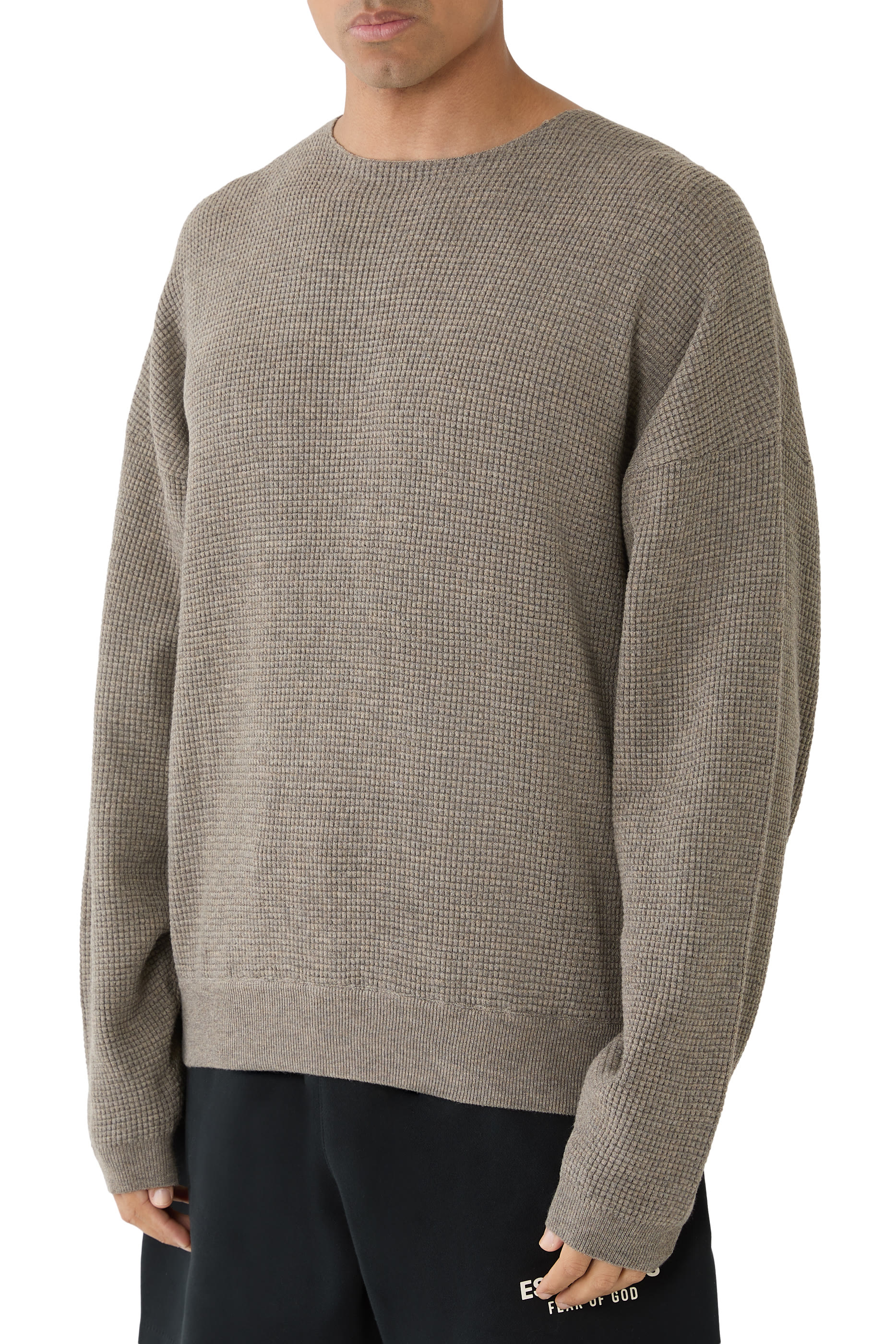 Waffle Crewneck 90s Sweater