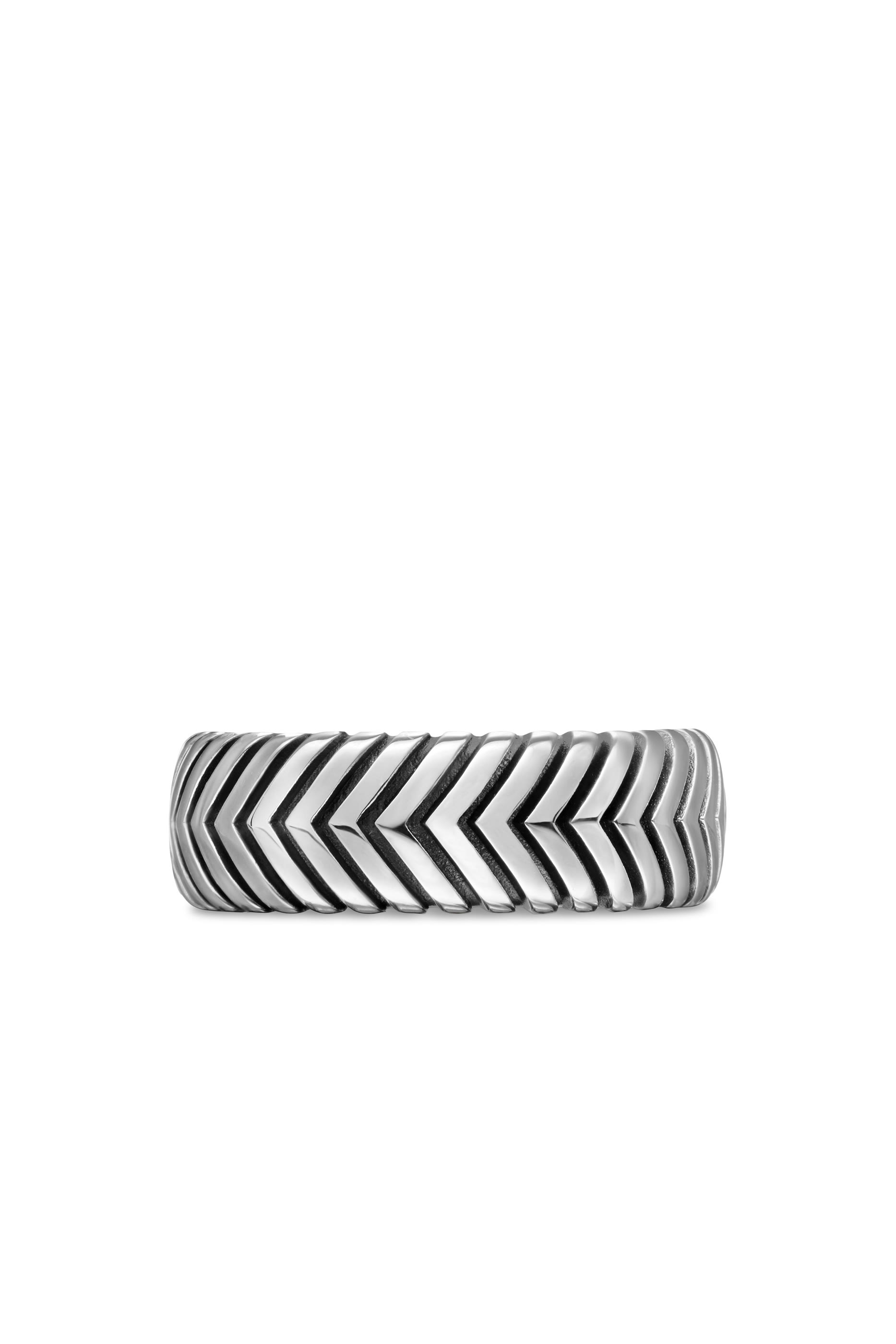 Chevron Band Ring, Sterling Silver  Diamonds