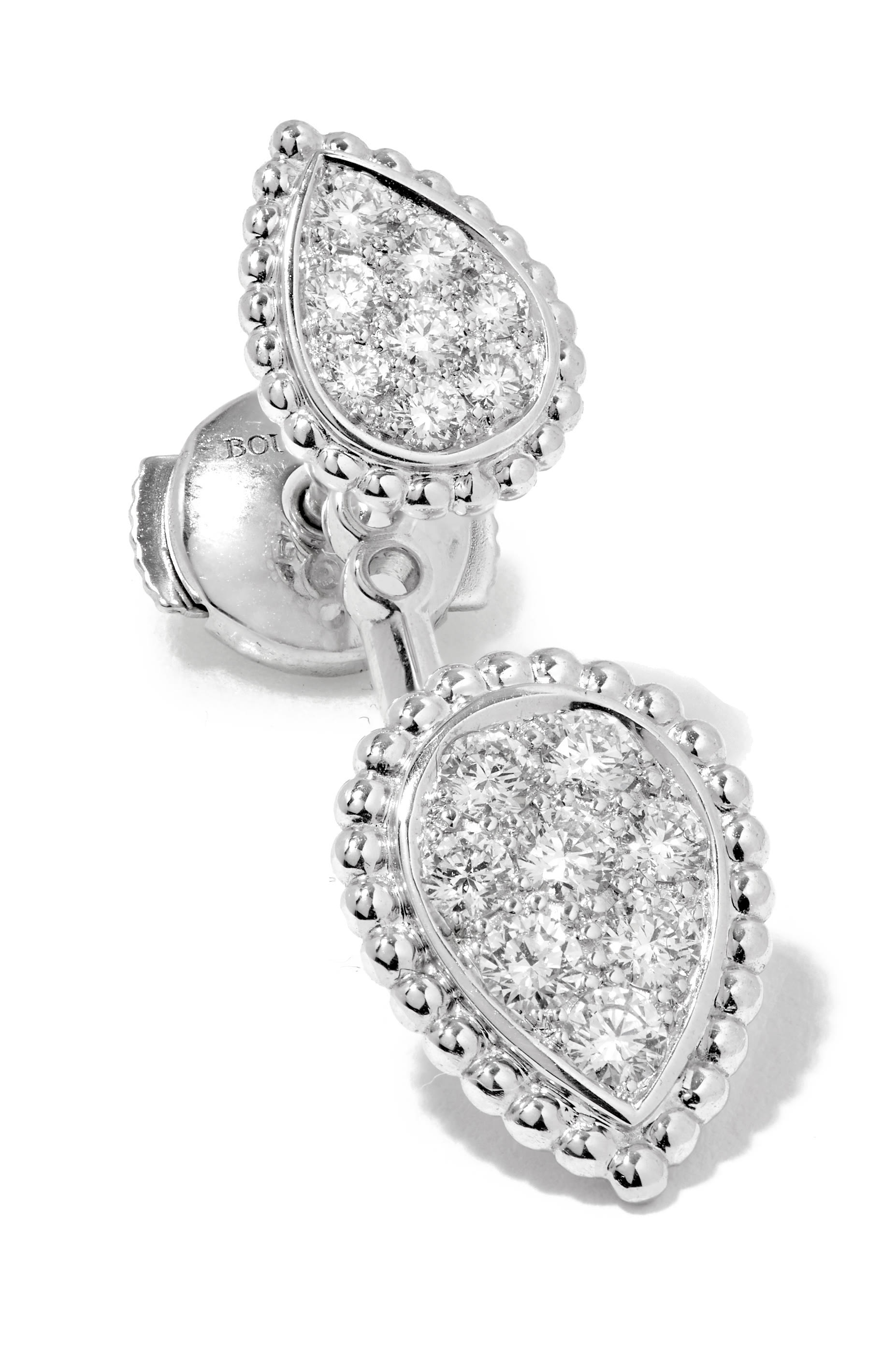 Serpent Boh&egrave;me Double Motif Single Stud Earring, 18K White Gold  Diamonds