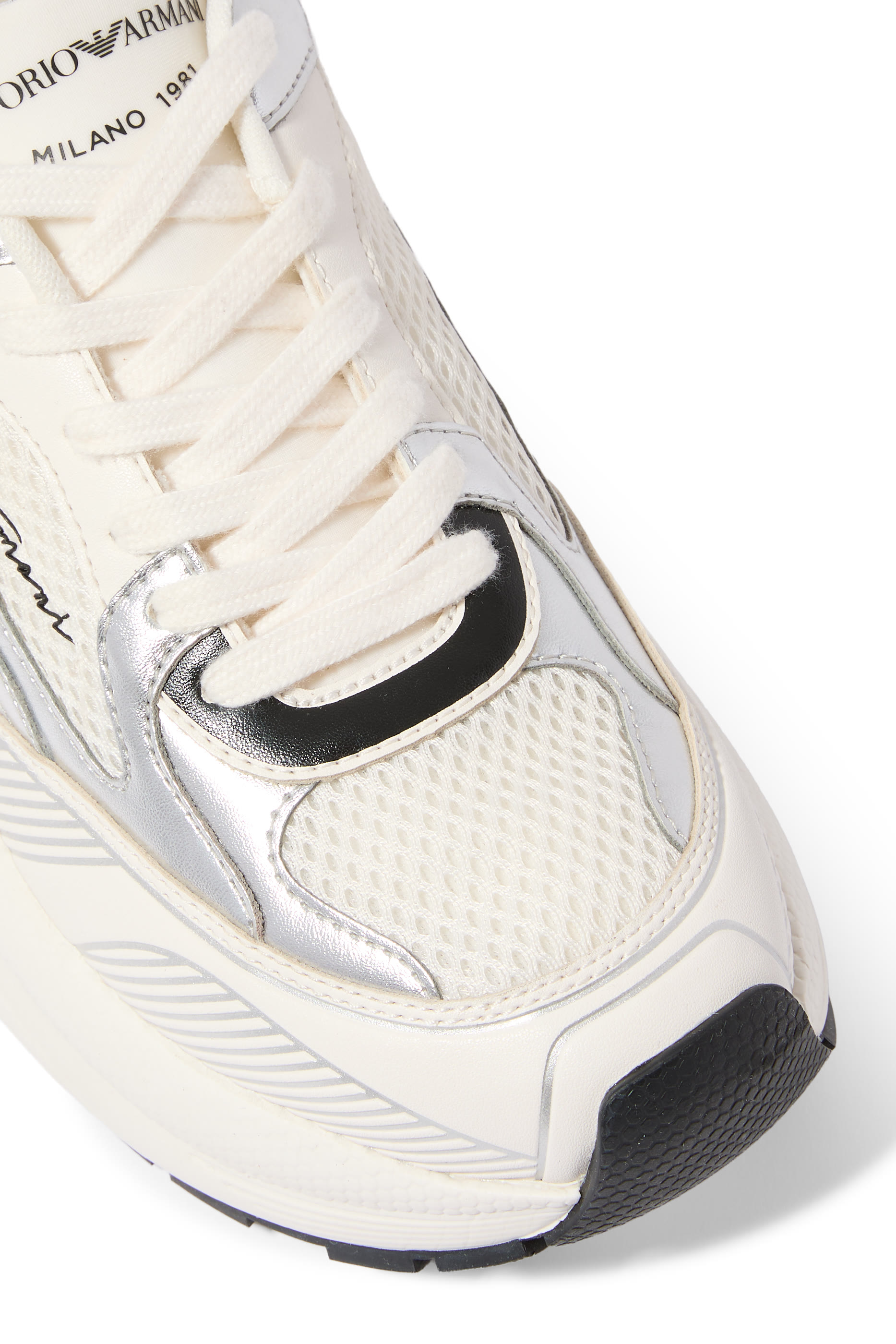  Logo Sneakers in Metallic Leather  Mesh