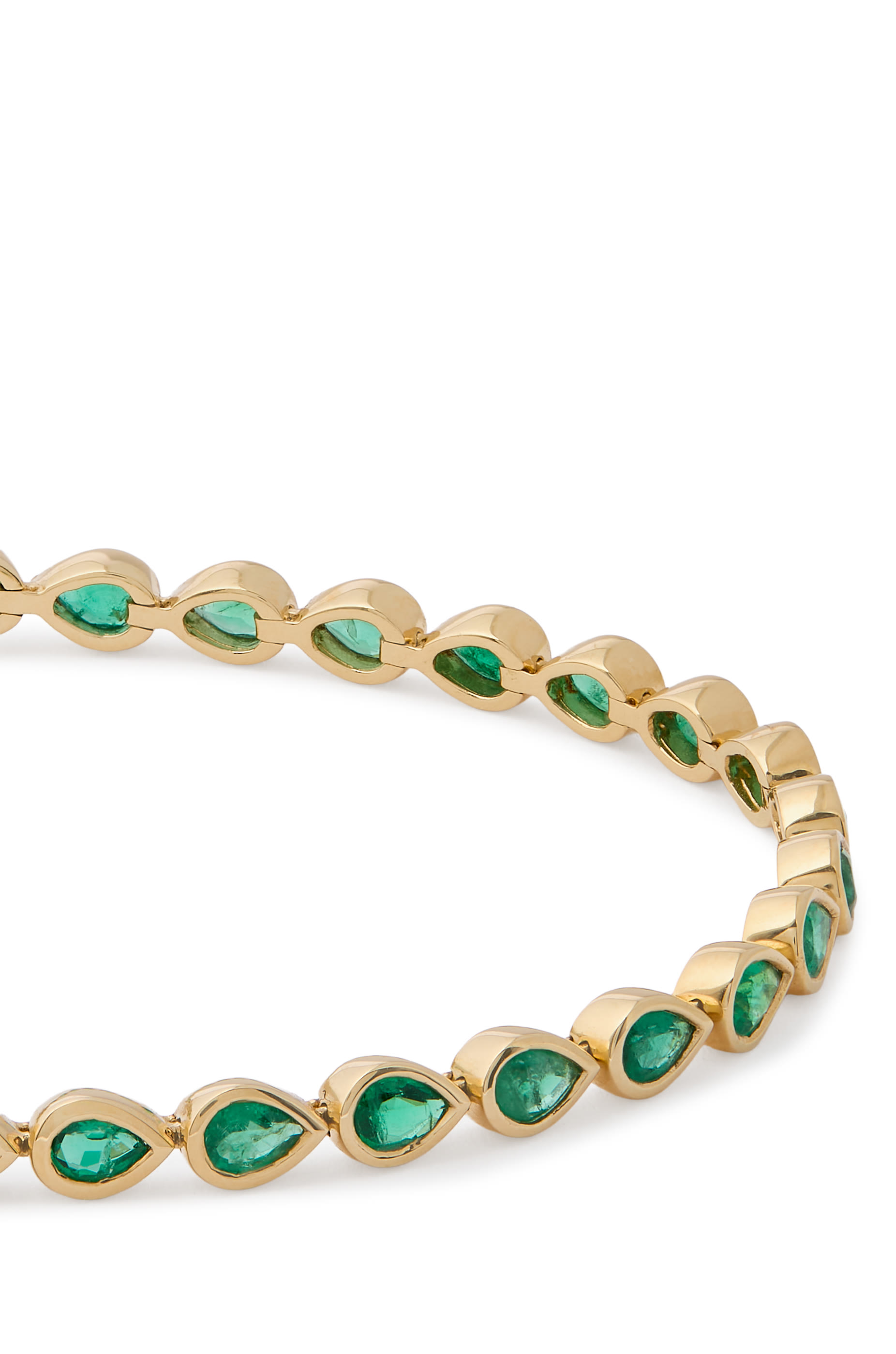 Bezeled Pear Bracelet, 18k Yellow Gold  Emerald