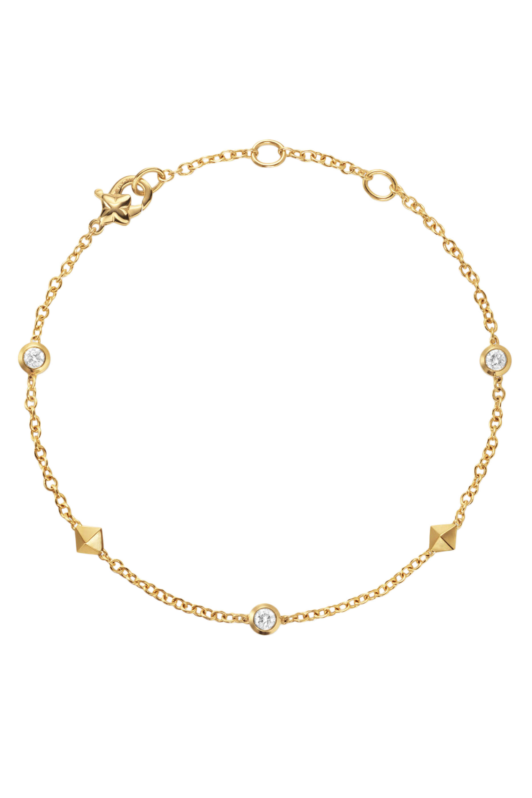 Petite Modern Renaissance Station Bracelet, 18K Yellow Gold  Diamonds