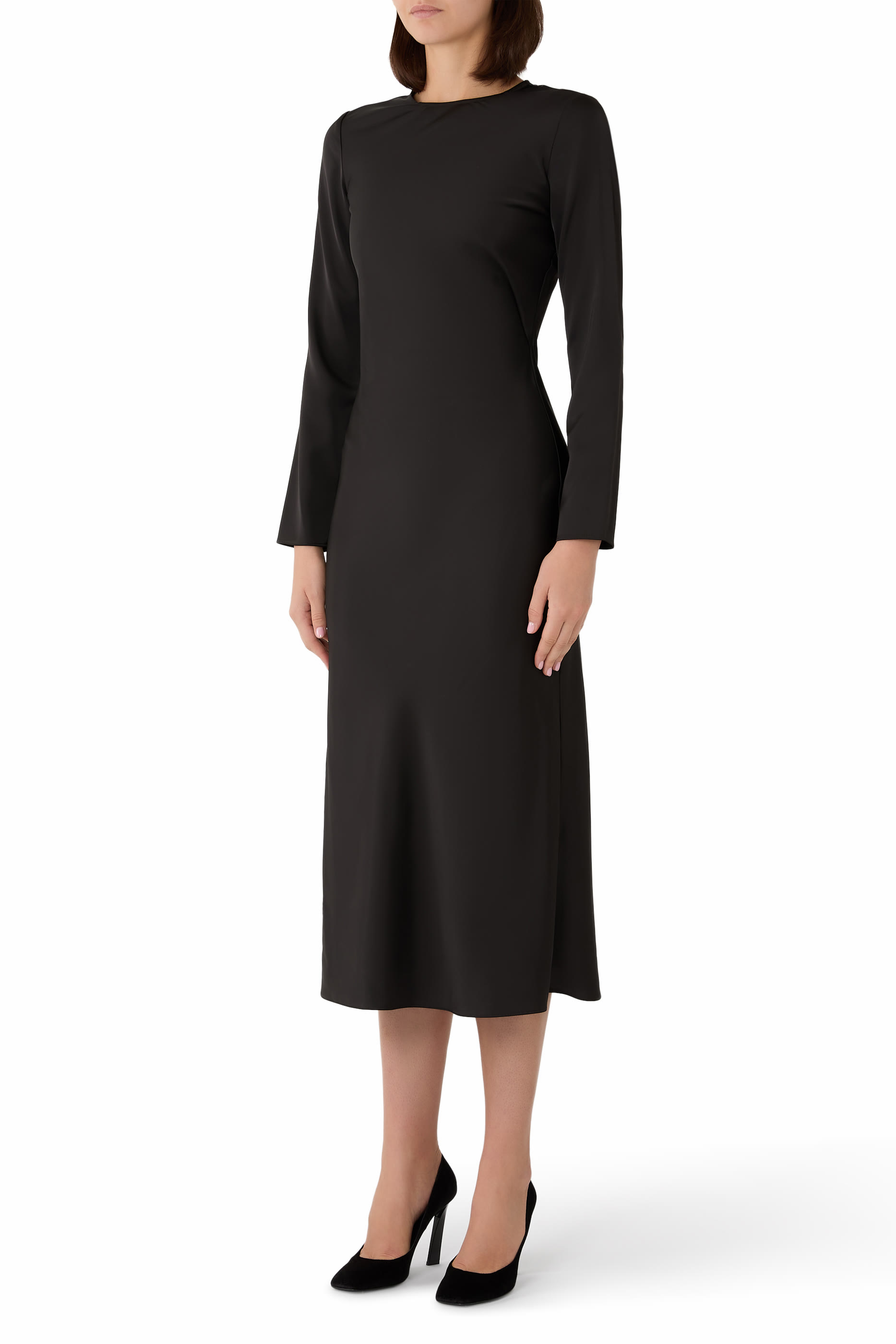 Draped Waist-Detail Long Dress