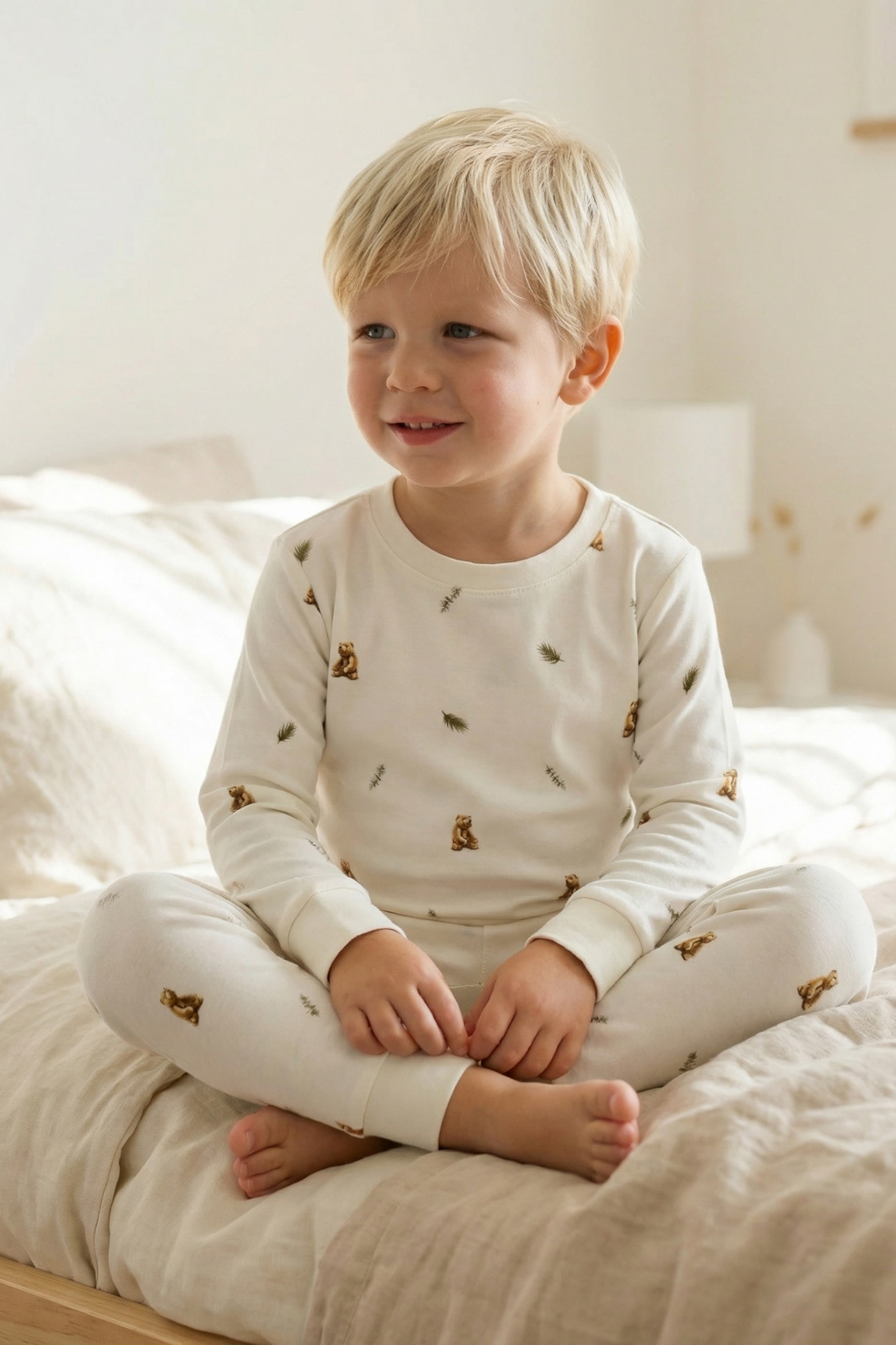 Kids Brown Bear Print Pajamas